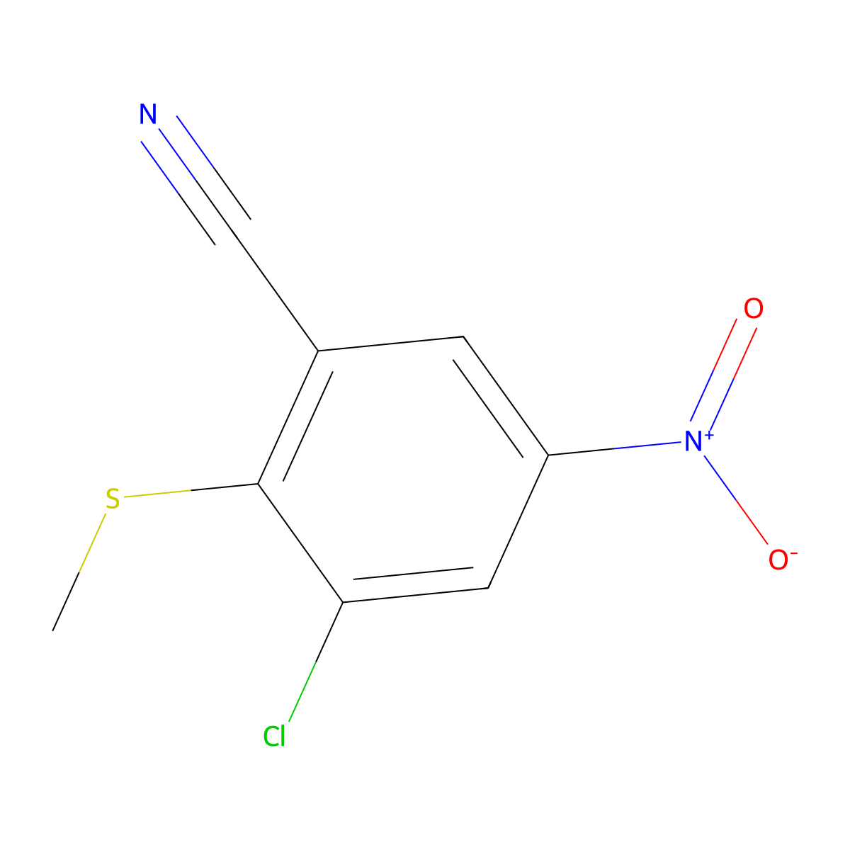 3-Chloro-2-(methylthio)-5-nitrobenzonitrile molecular structure, CAS 1820703-59-0