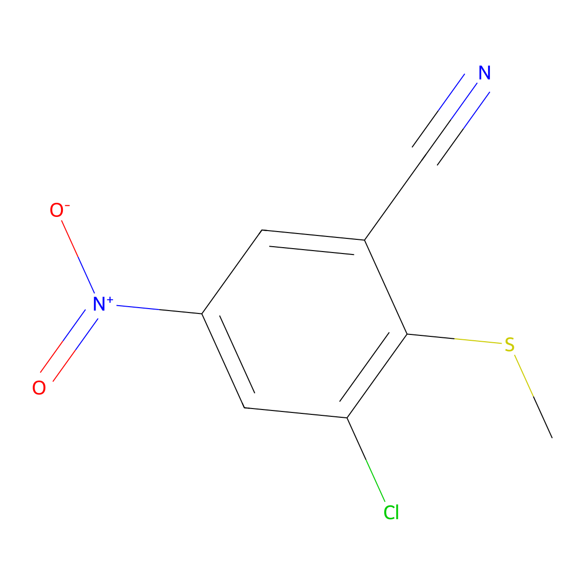 3-Chloro-2-(methylthio)-5-nitrobenzonitrile molecular structure, CAS 1820703-59-0