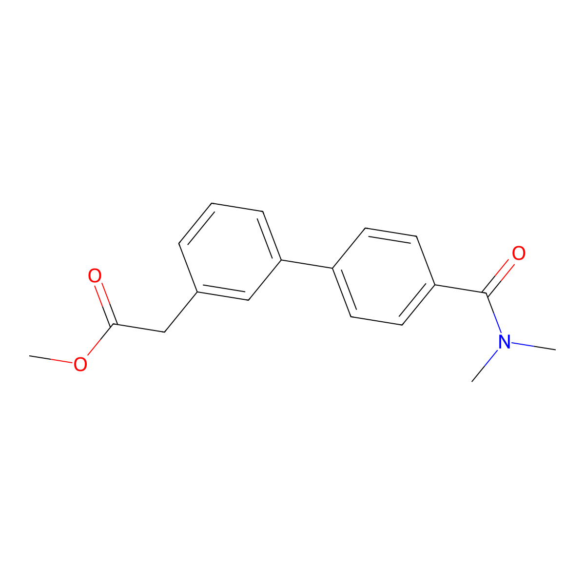 Methyl 2-{3-[4-(dimethylcarbamoyl)phenyl]phenyl}acetate molecular structure, CAS 1820703-60-3