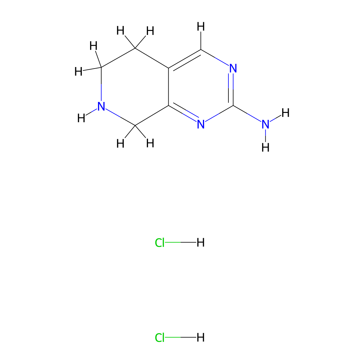 5H,6H,7H,8H-pyrido(3,4-d)pyrimidin-2-amine dihydrochloride molecular structure, CAS 1820703-96-5