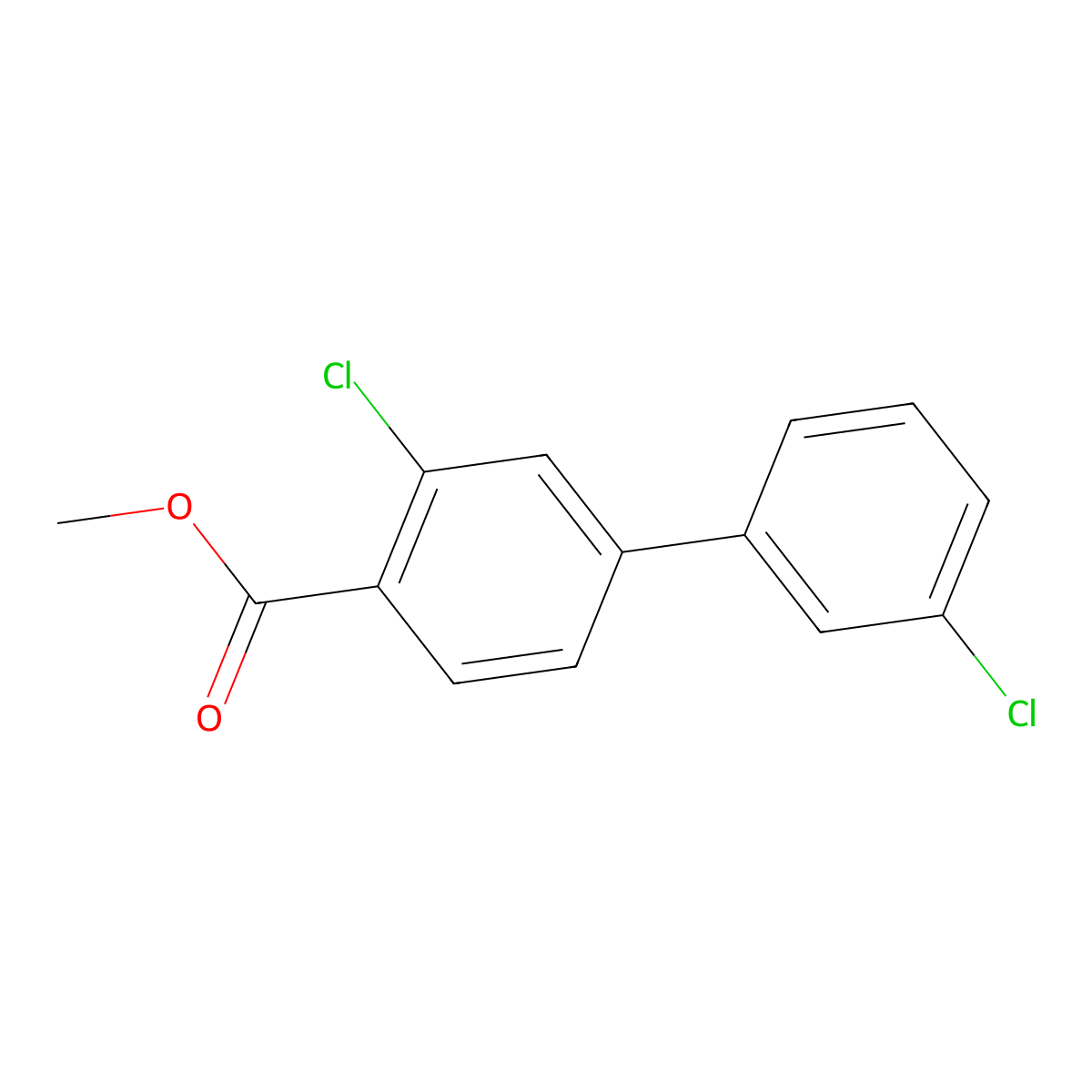 Methyl 2-chloro-4-(3-chlorophenyl)benzoate molecular structure, CAS 1820704-01-5