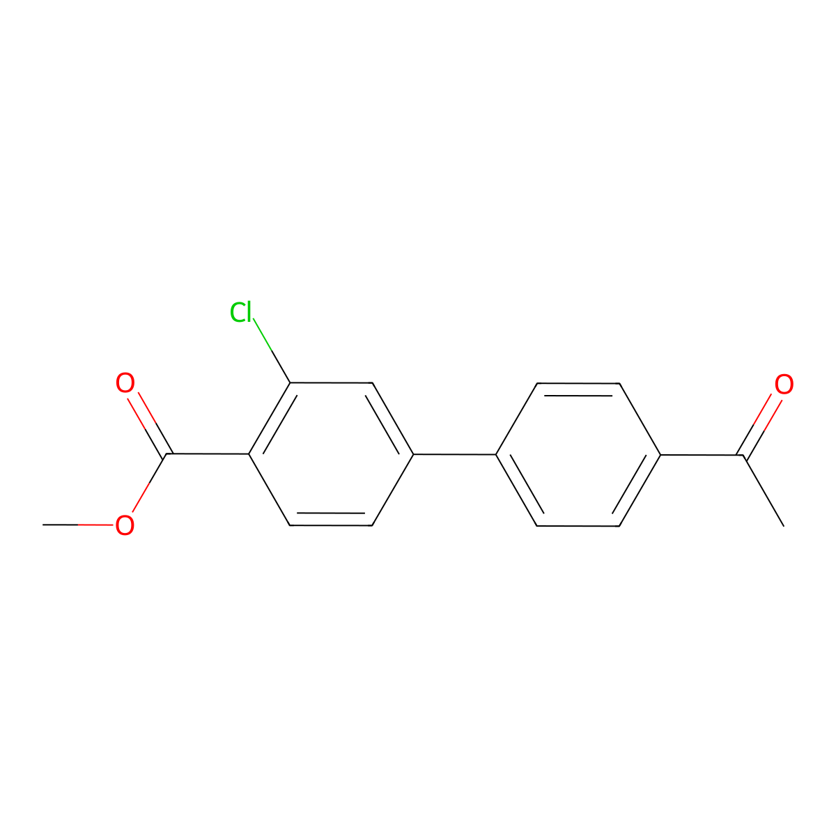 Methyl 4-(4-acetylphenyl)-2-chlorobenzoate molecular structure, CAS 1820704-05-9