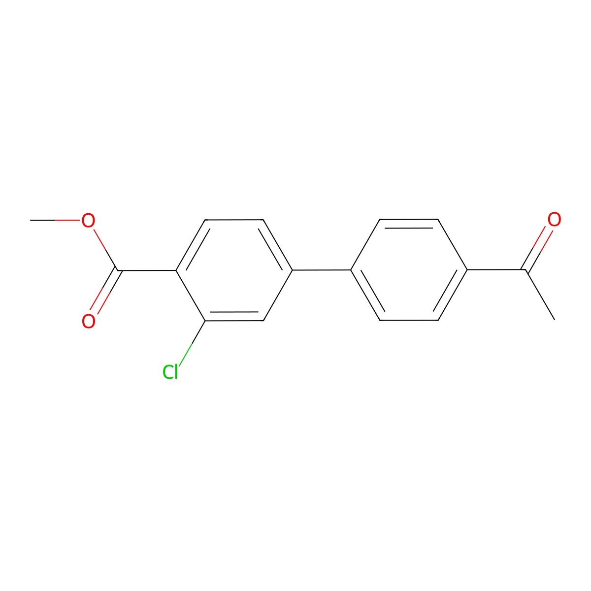 Methyl 4-(4-acetylphenyl)-2-chlorobenzoate molecular structure, CAS 1820704-05-9