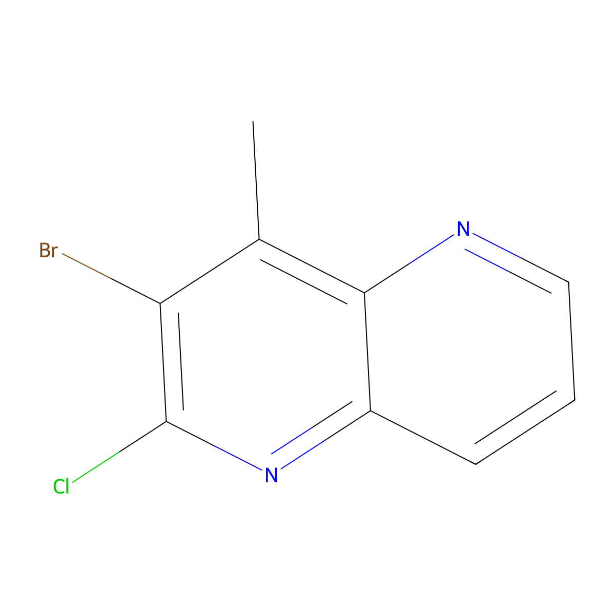 3-Bromo-2-chloro-4-methyl-1,5-naphthyridine molecular structure, CAS 1820704-12-8