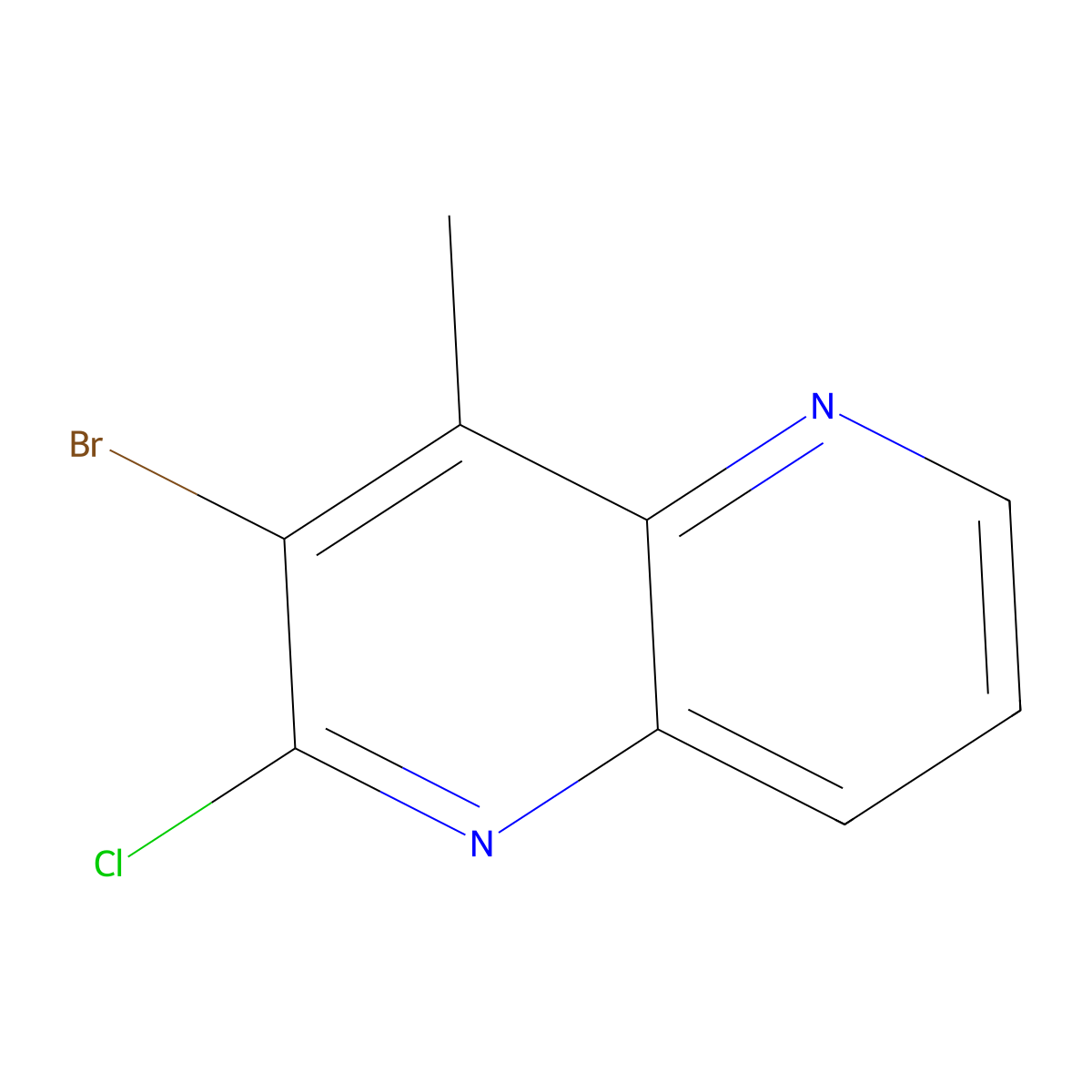 3-Bromo-2-chloro-4-methyl-1,5-naphthyridine molecular structure, CAS 1820704-12-8