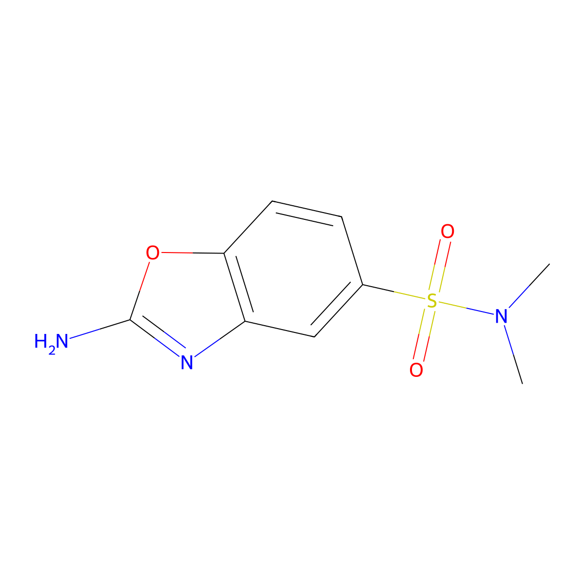 2-Amino-N,N-dimethyl-1,3-benzoxazole-5-sulfonamide molecular structure, CAS 1820704-26-4