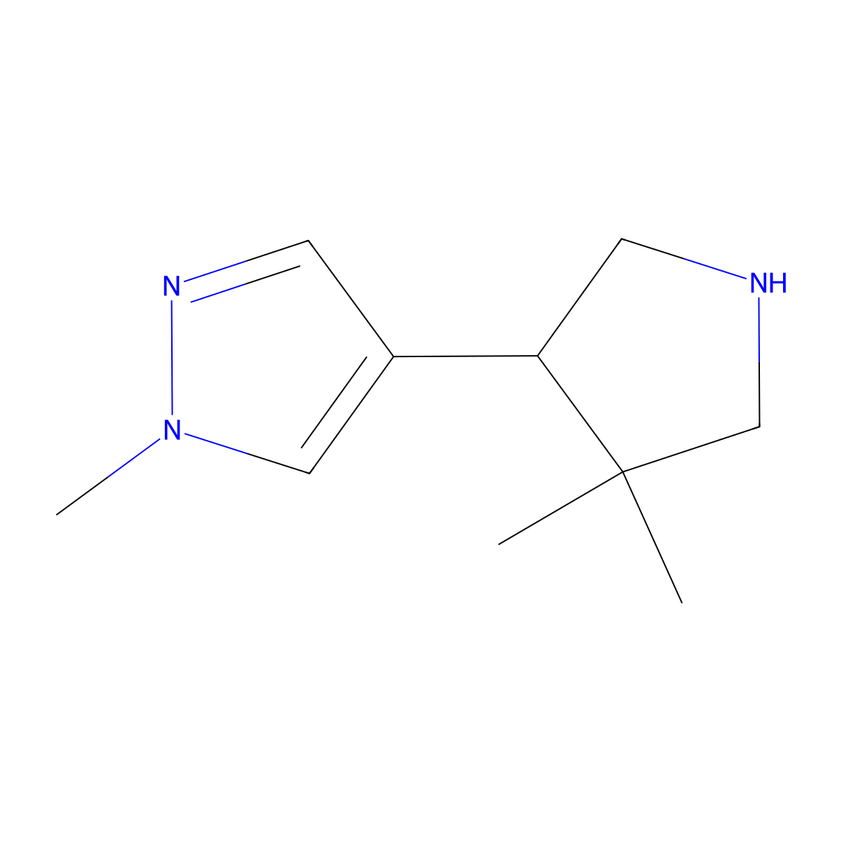 4-(4,4-Dimethylpyrrolidin-3-yl)-1-methyl-1H-pyrazole molecular structure, CAS 1820704-37-7