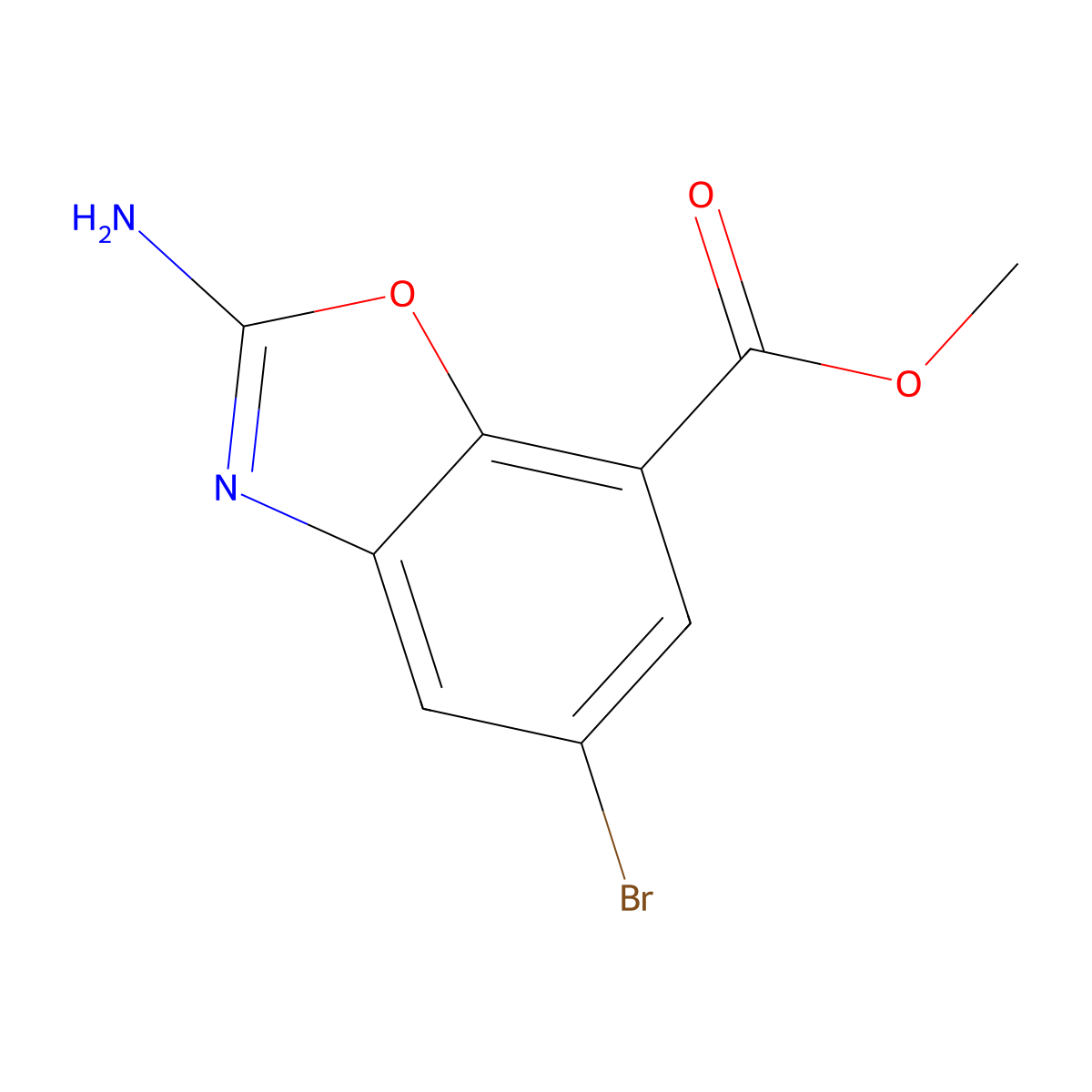 Methyl 2-amino-5-bromo-1,3-benzoxazole-7-carboxylate molecular structure, CAS 1820704-53-7