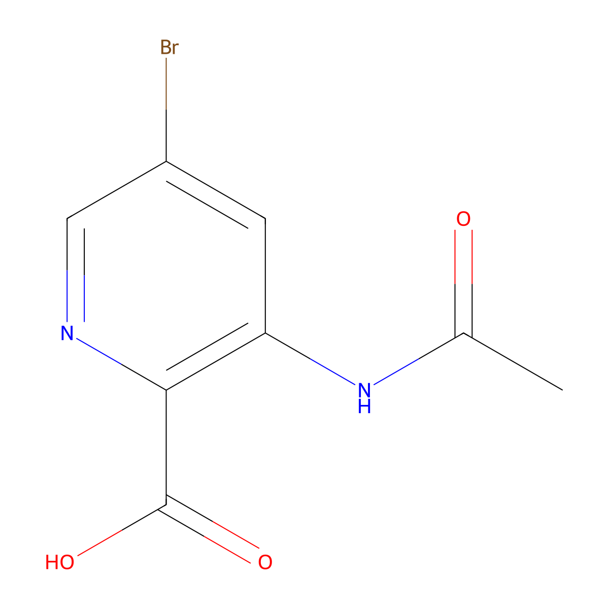 5-Bromo-3-acetamidopyridine-2-carboxylic acid molecular structure, CAS 1820704-68-4