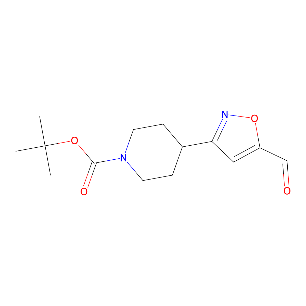 Tert-butyl 4-(5-formyl-1,2-oxazol-3-yl)piperidine-1-carboxylate molecular structure, CAS 1820704-78-6