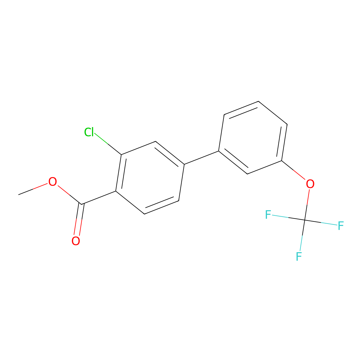 Methyl 2-chloro-4-[3-(trifluoromethoxy)phenyl]benzoate molecular structure, CAS 1820704-79-7
