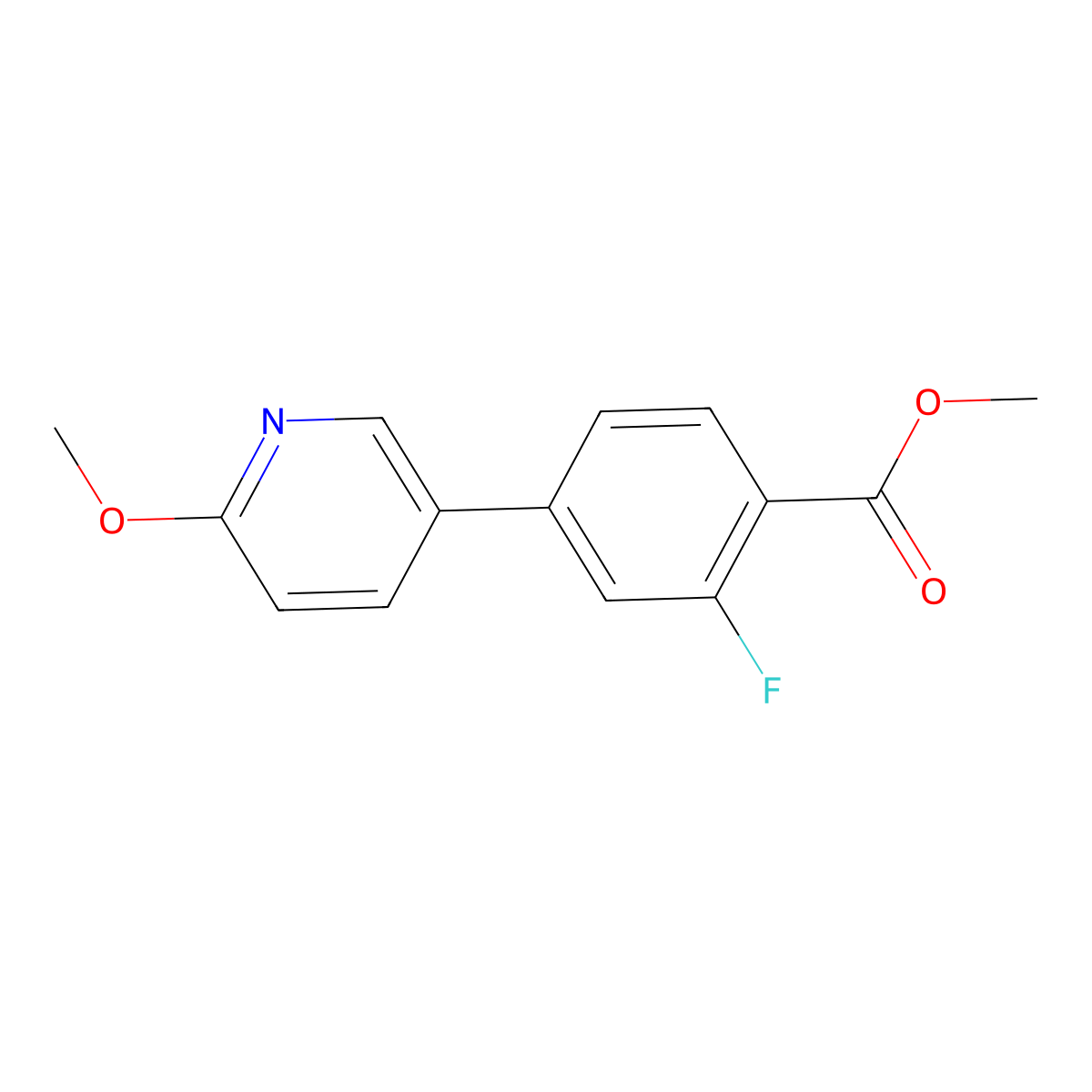 Methyl 2-fluoro-4-(6-methoxypyridin-3-YL)benzoate molecular structure, CAS 1820704-98-0