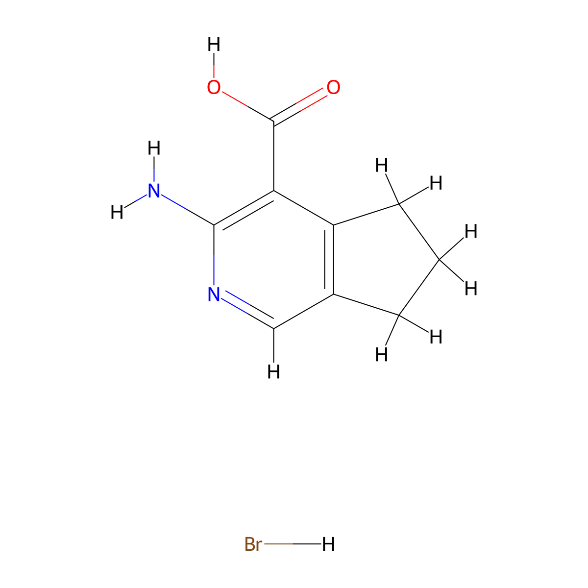 3-amino-5H,6H,7H-cyclopenta[c]pyridine-4-carboxylic acid hydrobromide molecular structure, CAS 1820705-02-9