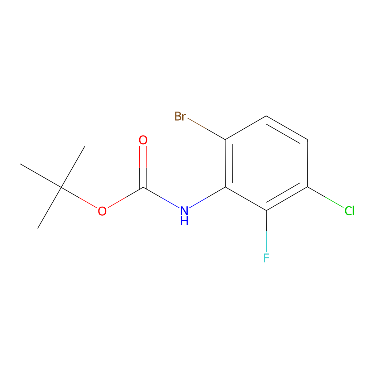 6-Bromo-3-chloro-2-fluoroaniline, N-BOC protected molecular structure, CAS 1820705-04-1
