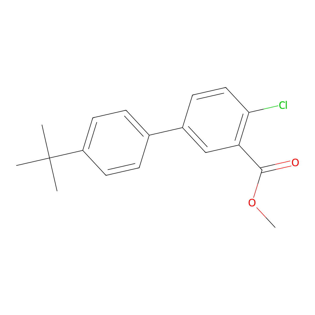 Methyl 5-(4-tert-butylphenyl)-2-chlorobenzoate molecular structure, CAS 1820705-07-4