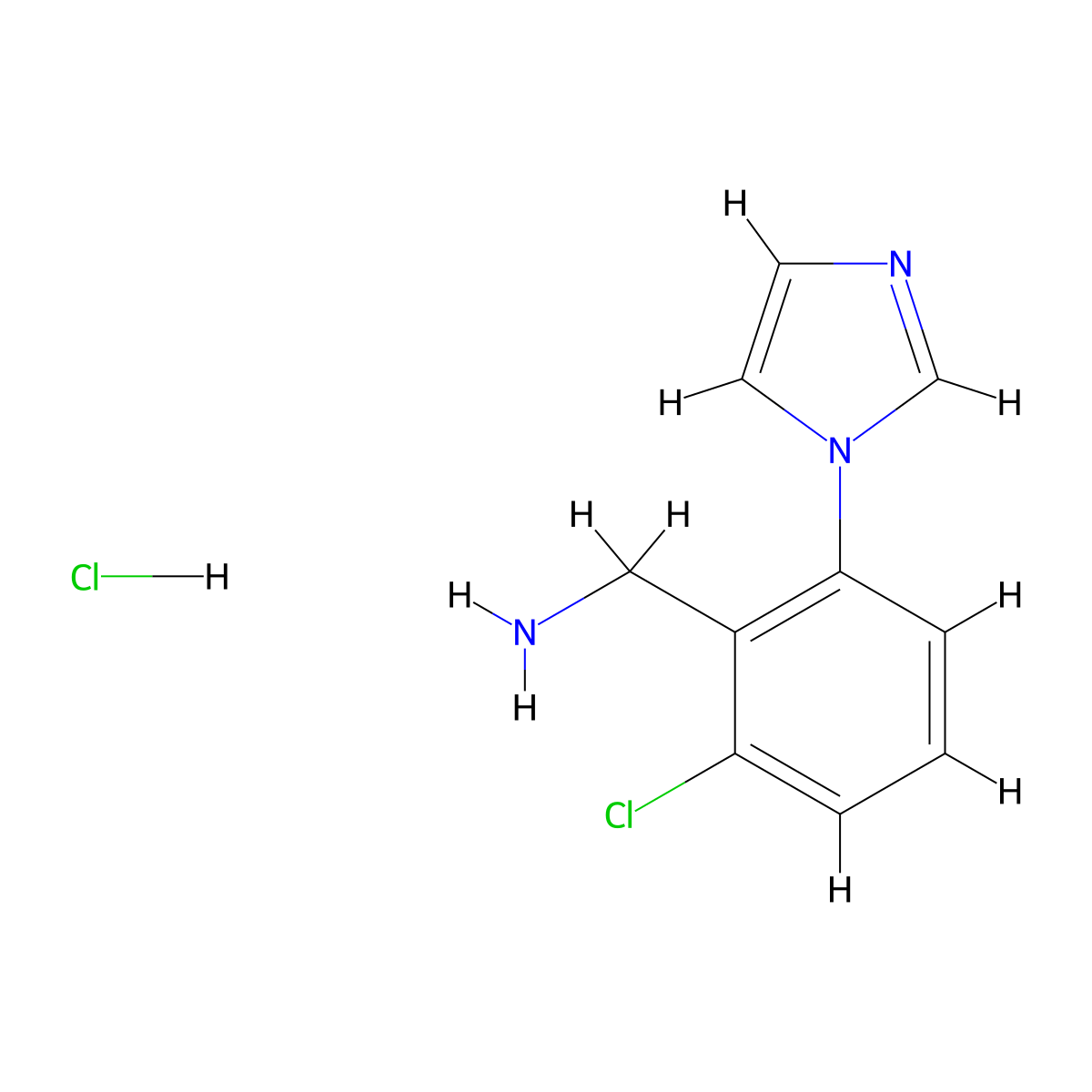 [2-chloro-6-(1H-imidazol-1-yl)phenyl]methanamine hydrochloride molecular structure, CAS 1820705-09-6