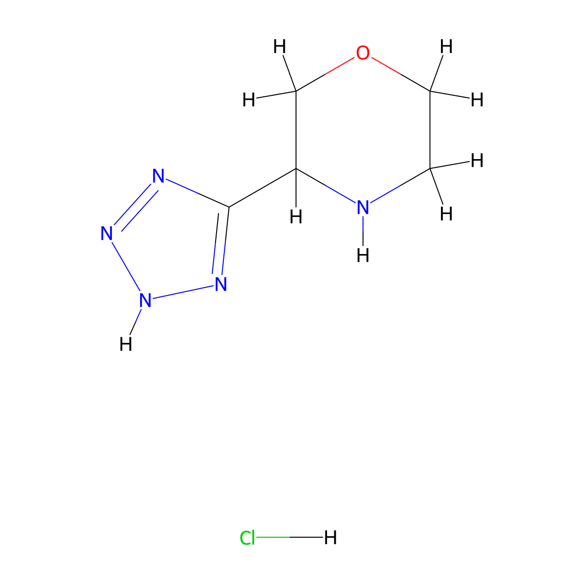 3-(1H-1,2,3,4-tetrazol-5-yl)morpholine hydrochloride molecular structure, CAS 1820705-11-0