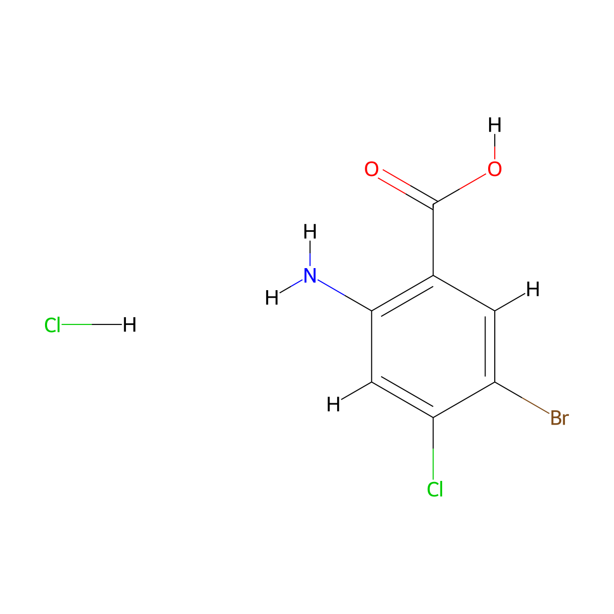 2-Amino-5-bromo-4-chlorobenzoic acid hydrochloride molecular structure, CAS 1820705-17-6