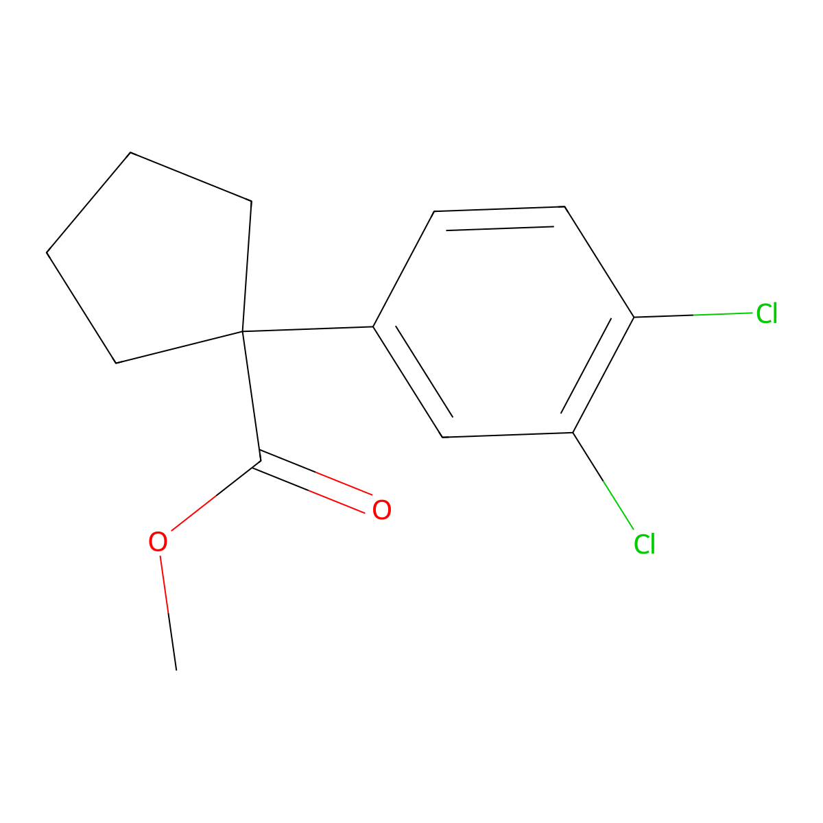 Methyl 1-(3,4-dichlorophenyl)cyclopentane-1-carboxylate molecular structure, CAS 1820705-22-3