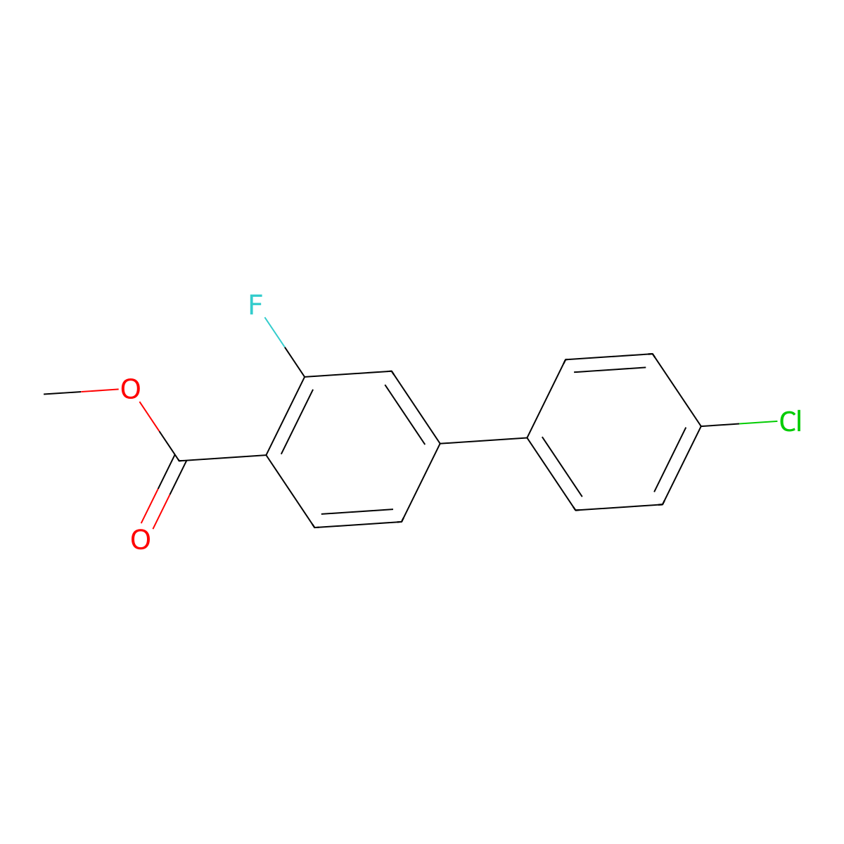 Methyl 4-(4-chlorophenyl)-2-fluorobenzoate molecular structure, CAS 1820705-31-4