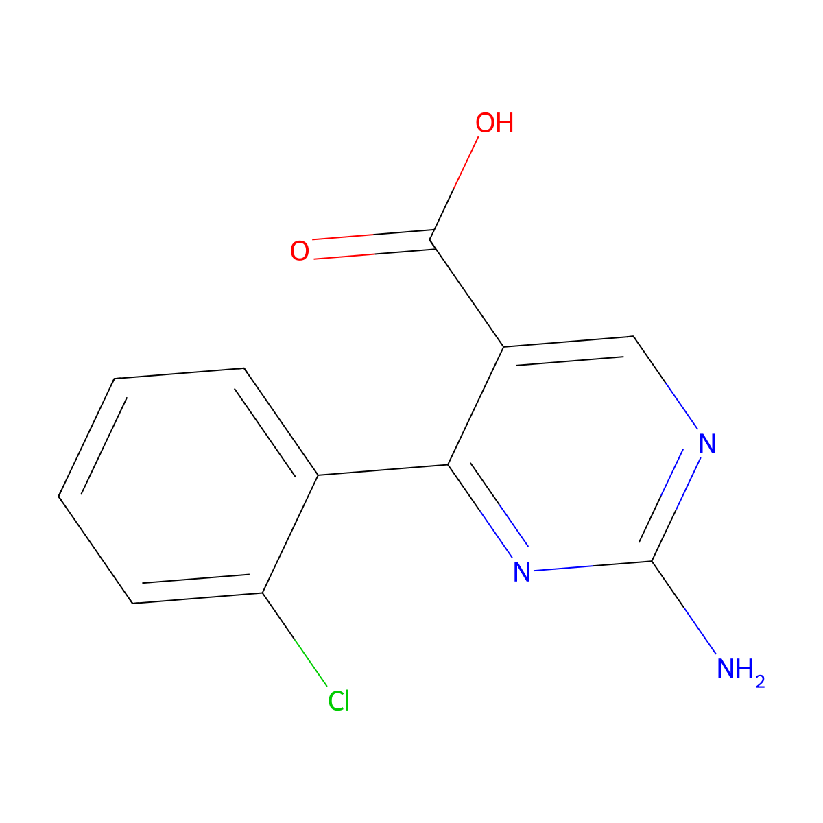 2-Amino-4-(2-chlorophenyl)pyrimidine-5-carboxylic acid molecular structure, CAS 1820705-80-3