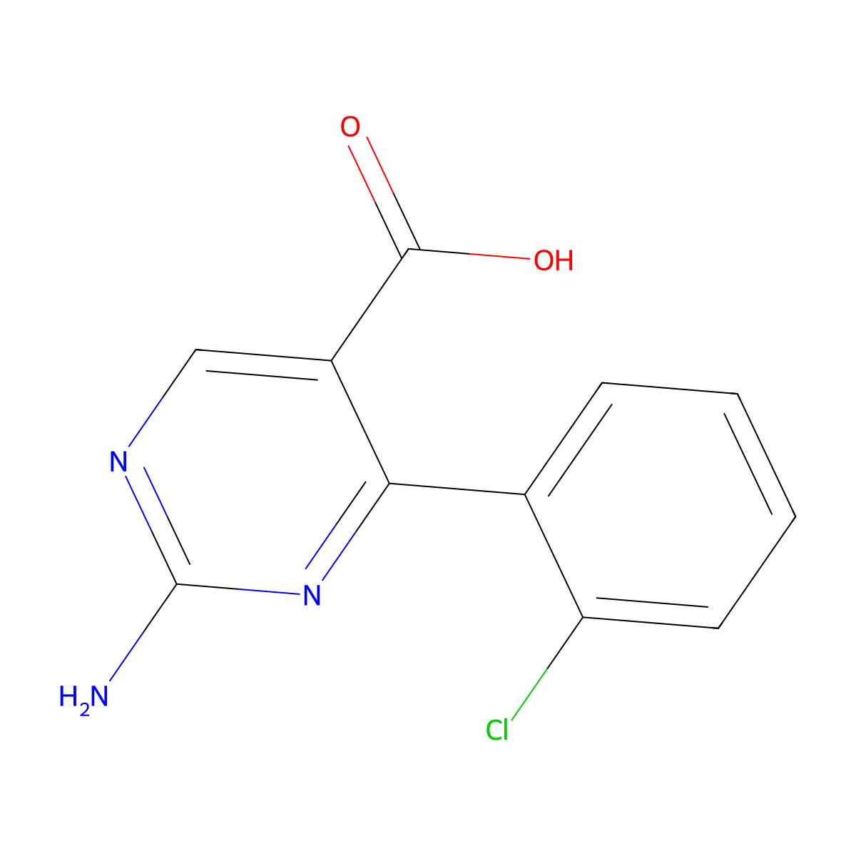 2-Amino-4-(2-chlorophenyl)pyrimidine-5-carboxylic acid molecular structure, CAS 1820705-80-3