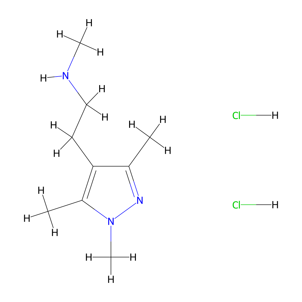 N-methyl-2-(1,3,5-trimethyl-1H-pyrazol-4-yl)ethan-1-amine dihydrochloride molecular structure, CAS 1820706-18-0