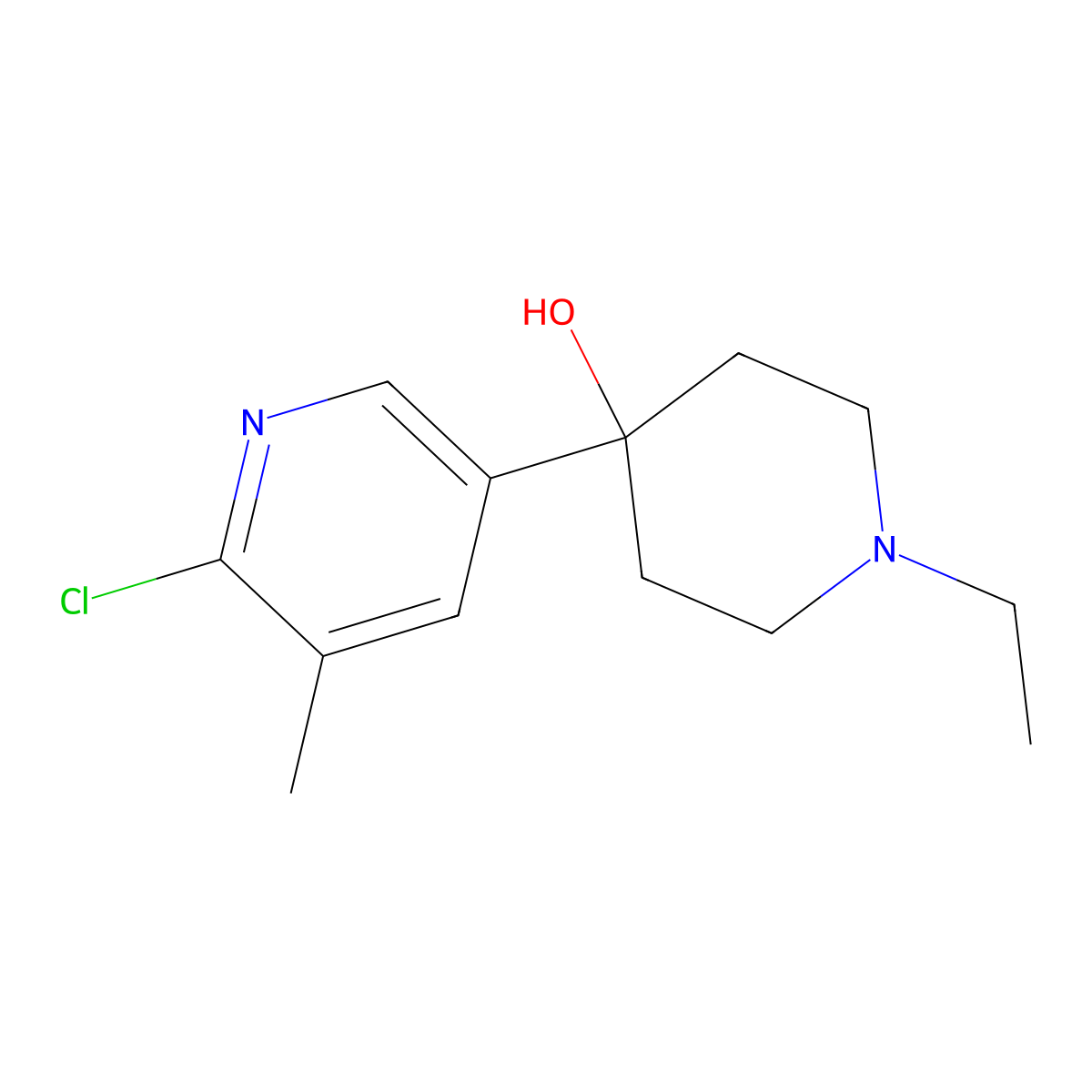 4-(6-Chloro-5-methylpyridin-3-yl)-1-ethylpiperidin-4-ol molecular structure, CAS 1820706-19-1