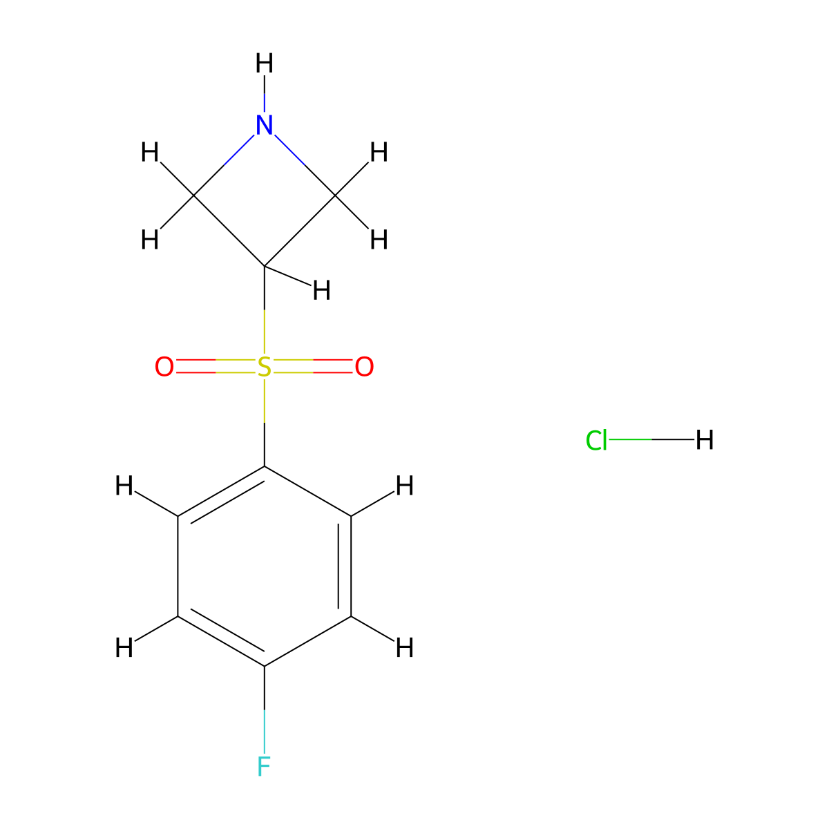 3-[(4-Fluorophenyl)sulfonyl]azetidine hydrochloride molecular structure, CAS 1820706-39-5
