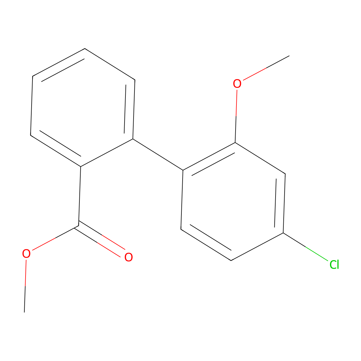 Methyl 2-(4-chloro-2-methoxyphenyl)benzoate molecular structure, CAS 1820706-55-5