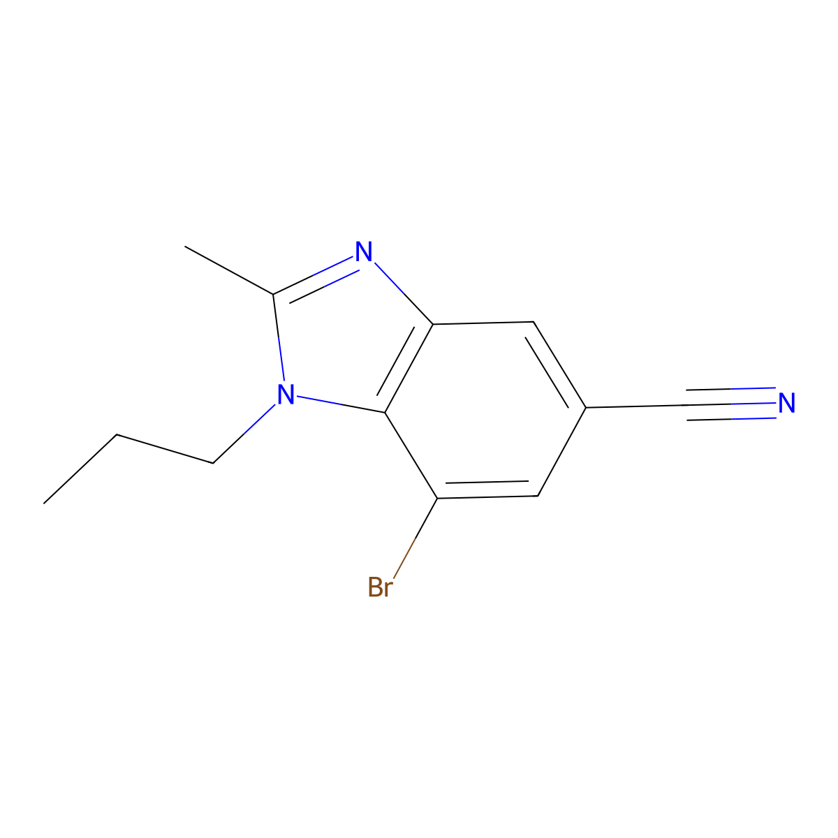 7-Bromo-2-methyl-1-propyl-1,3-benzodiazole-5-carbonitrile molecular structure, CAS 1820706-62-4