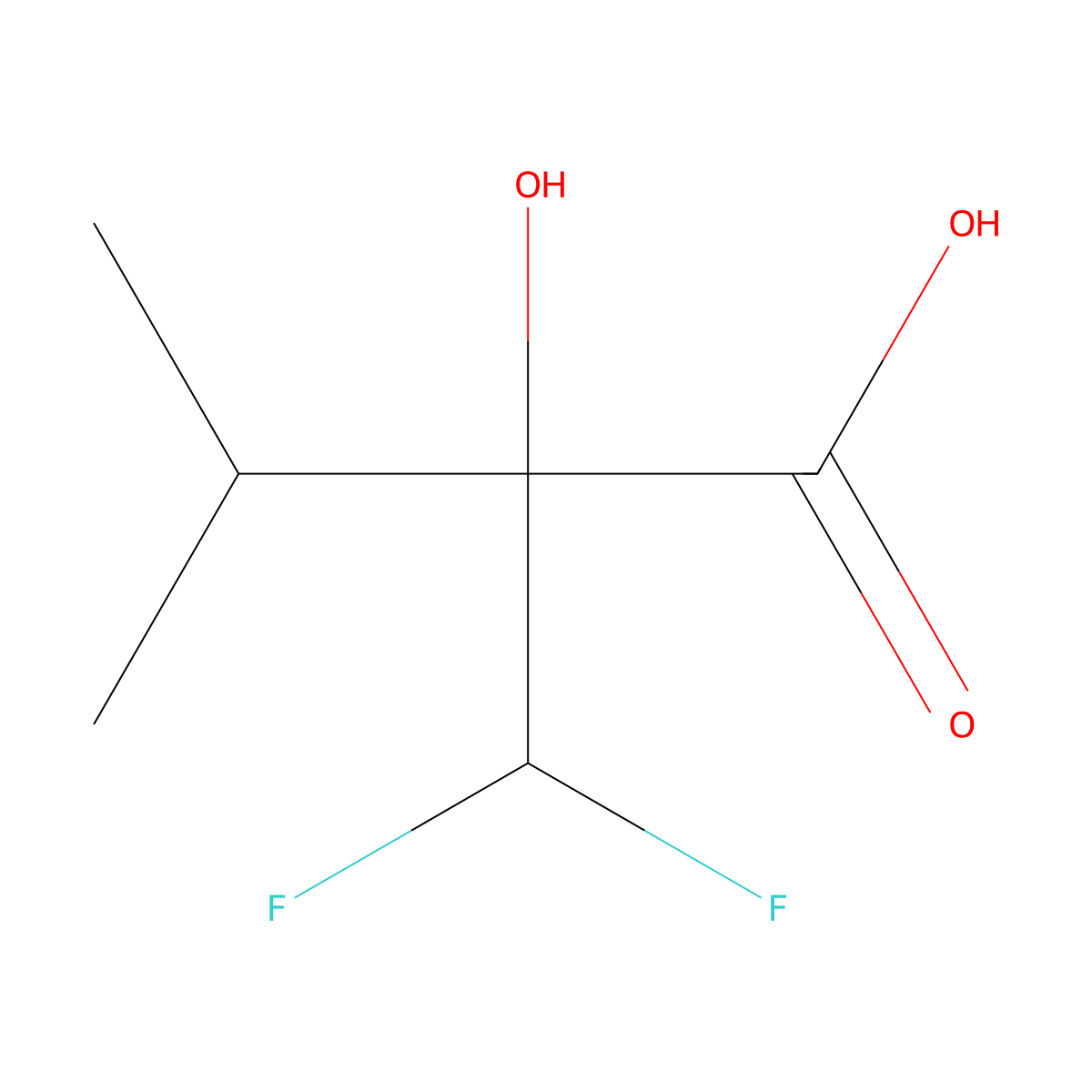 2-Difluoromethyl-2-hydroxy-3-methylbutanoic acid molecular structure, CAS 1820706-99-7