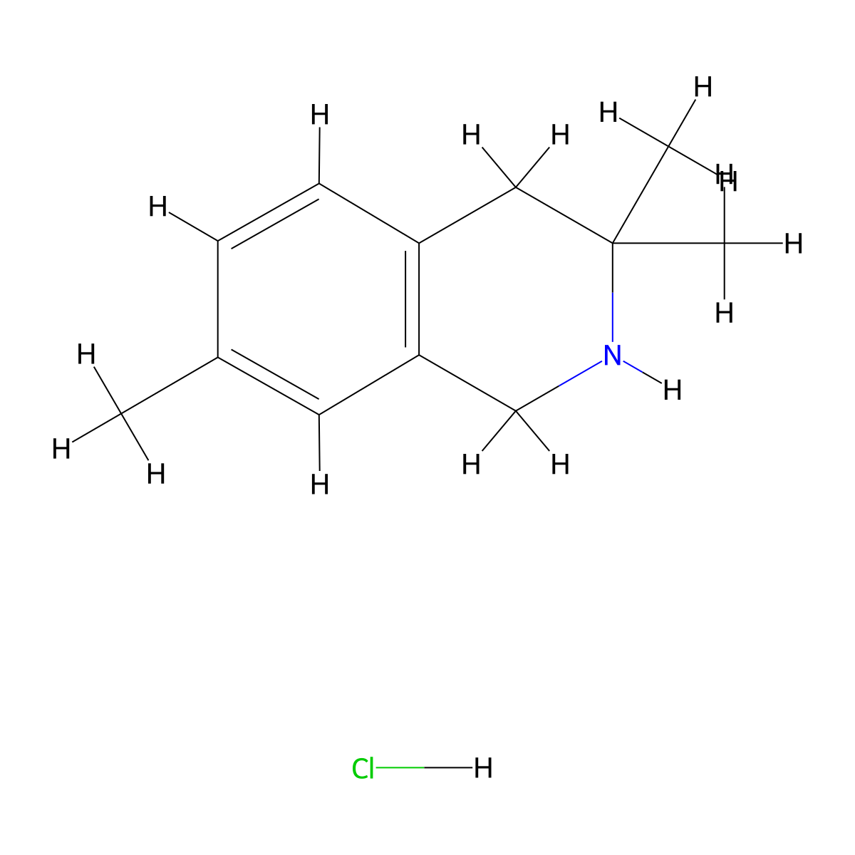 3,3,7-Trimethyl-1,2,3,4-tetrahydroisoquinoline hydrochloride molecular structure, CAS 1820707-18-3