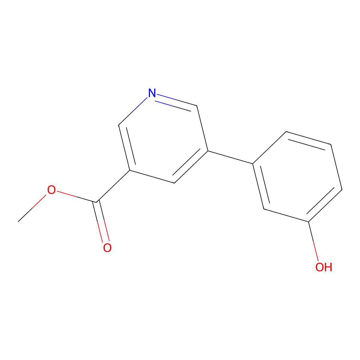 Methyl 5-(3-hydroxyphenyl)pyridine-3-carboxylate molecular structure, CAS 1820707-26-3