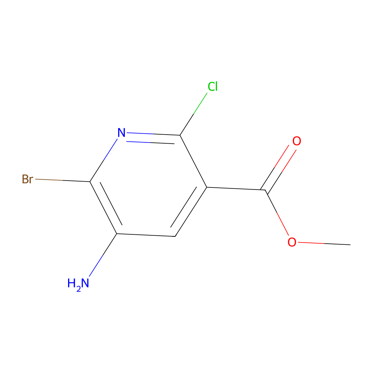 Methyl 5-amino-6-bromo-2-chloronicotinate molecular structure, CAS 1820707-39-8
