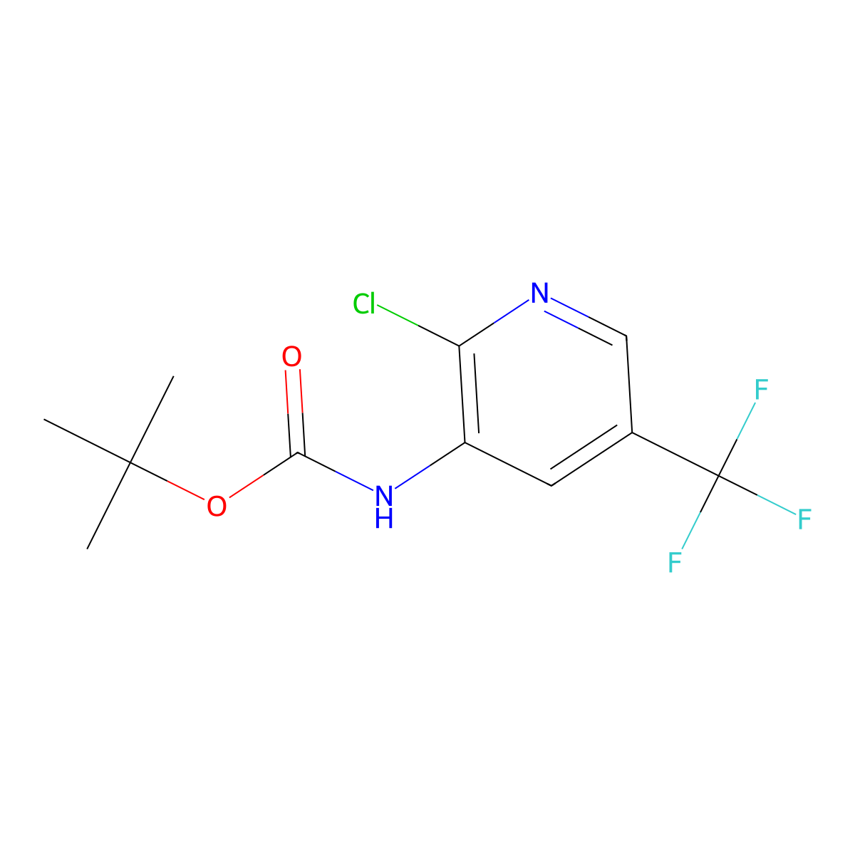 tert-Butyl 2-chloro-5-(trifluoromethyl)pyridin-3-ylcarbamate molecular structure, CAS 1820707-62-7