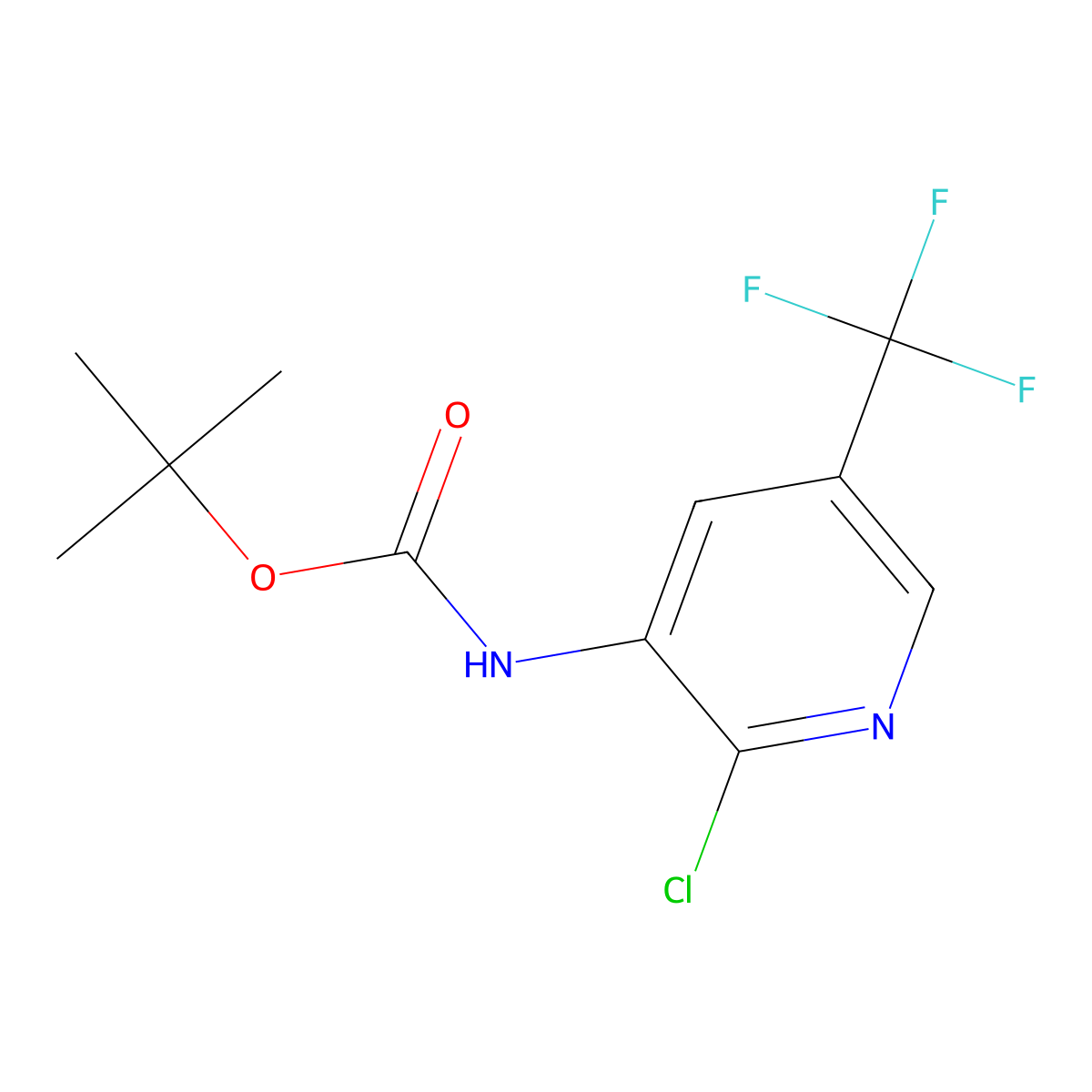 tert-Butyl 2-chloro-5-(trifluoromethyl)pyridin-3-ylcarbamate molecular structure, CAS 1820707-62-7