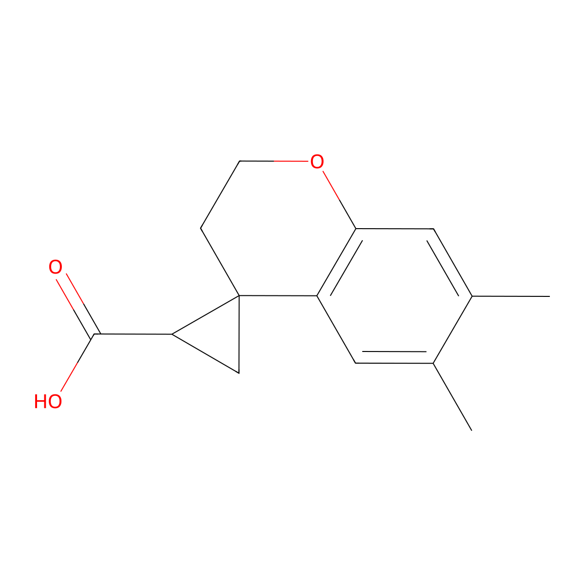 6,7-Dimethyl-2,3-dihydrospiro[1-benzopyran-4,1'-cyclopropane]-2'-carboxylic acid molecular structure, CAS 1820707-64-9