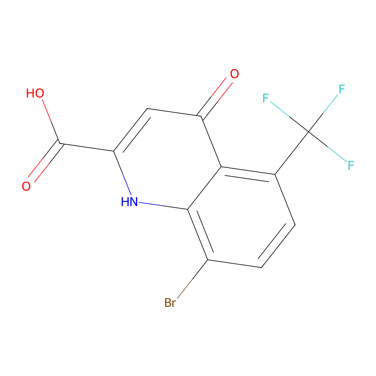 8-Bromo-4-hydroxy-5-(trifluoromethyl)quinoline-2-carboxylic acid molecular structure, CAS 1820707-65-0