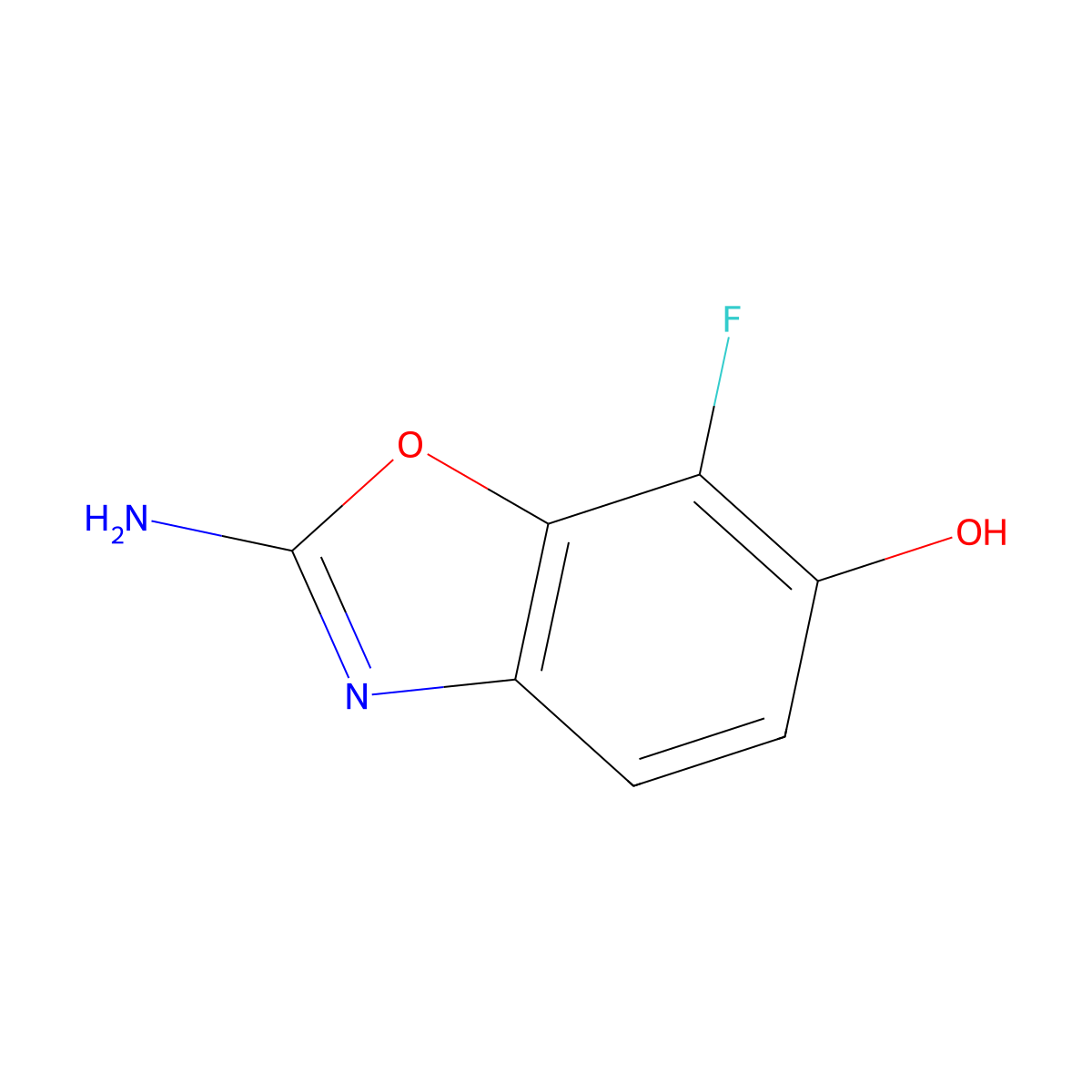 2-Amino-7-fluoro-1,3-benzoxazol-6-OL molecular structure, CAS 1820707-88-7