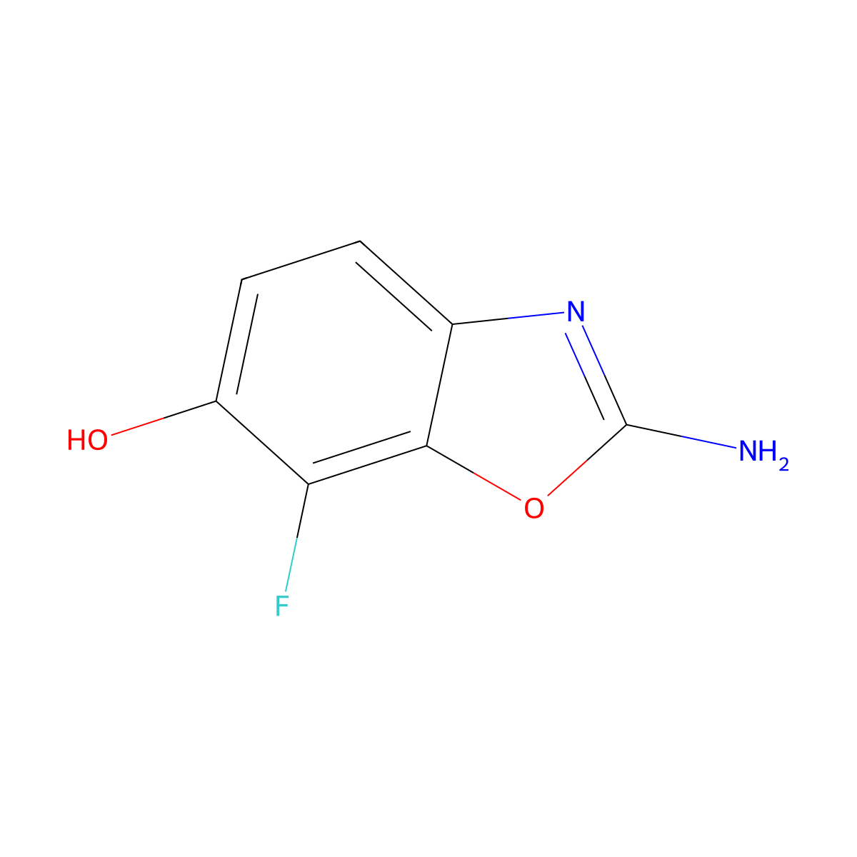 2-Amino-7-fluoro-1,3-benzoxazol-6-OL molecular structure, CAS 1820707-88-7