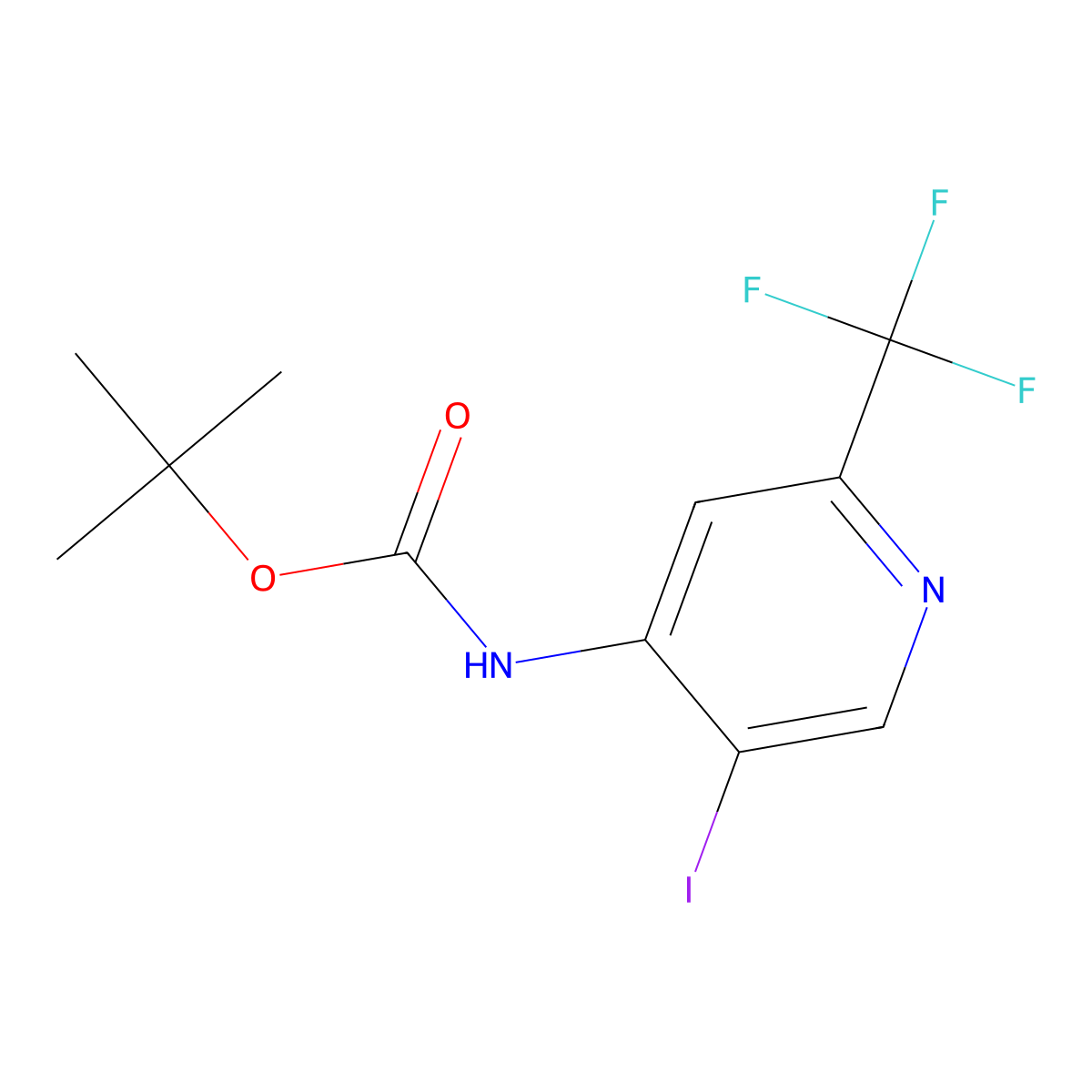 tert-Butyl 2-(trifluoromethyl)-5-iodopyridin-4-ylcarbamate molecular structure, CAS 1820707-98-9