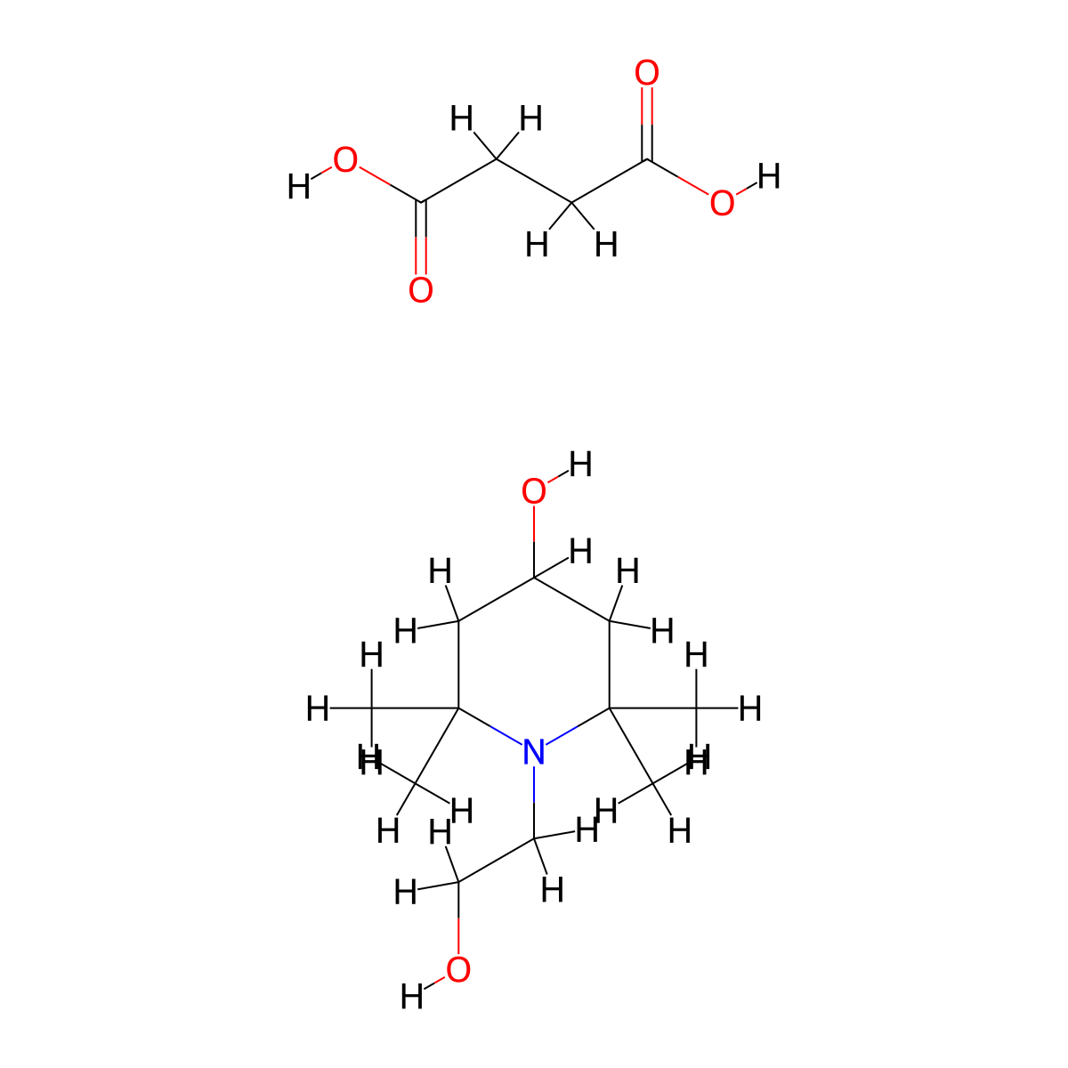 Butanedioic acid;1-(2-hydroxyethyl)-2,2,6,6-tetramethylpiperidin-4-ol molecular structure, CAS 182071-76-7
