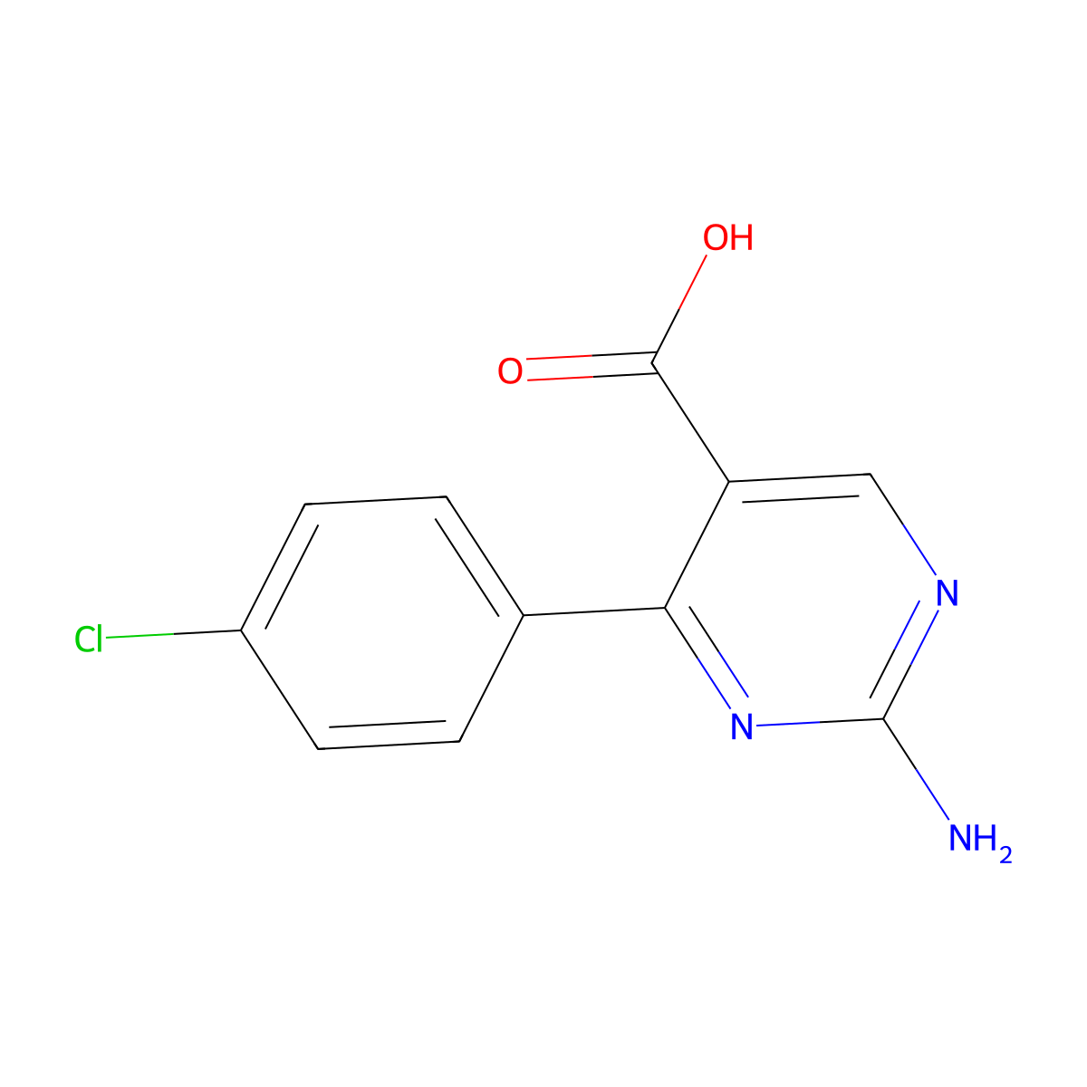 2-Amino-4-(4-chlorophenyl)pyrimidine-5-carboxylic acid molecular structure, CAS 1820710-58-4