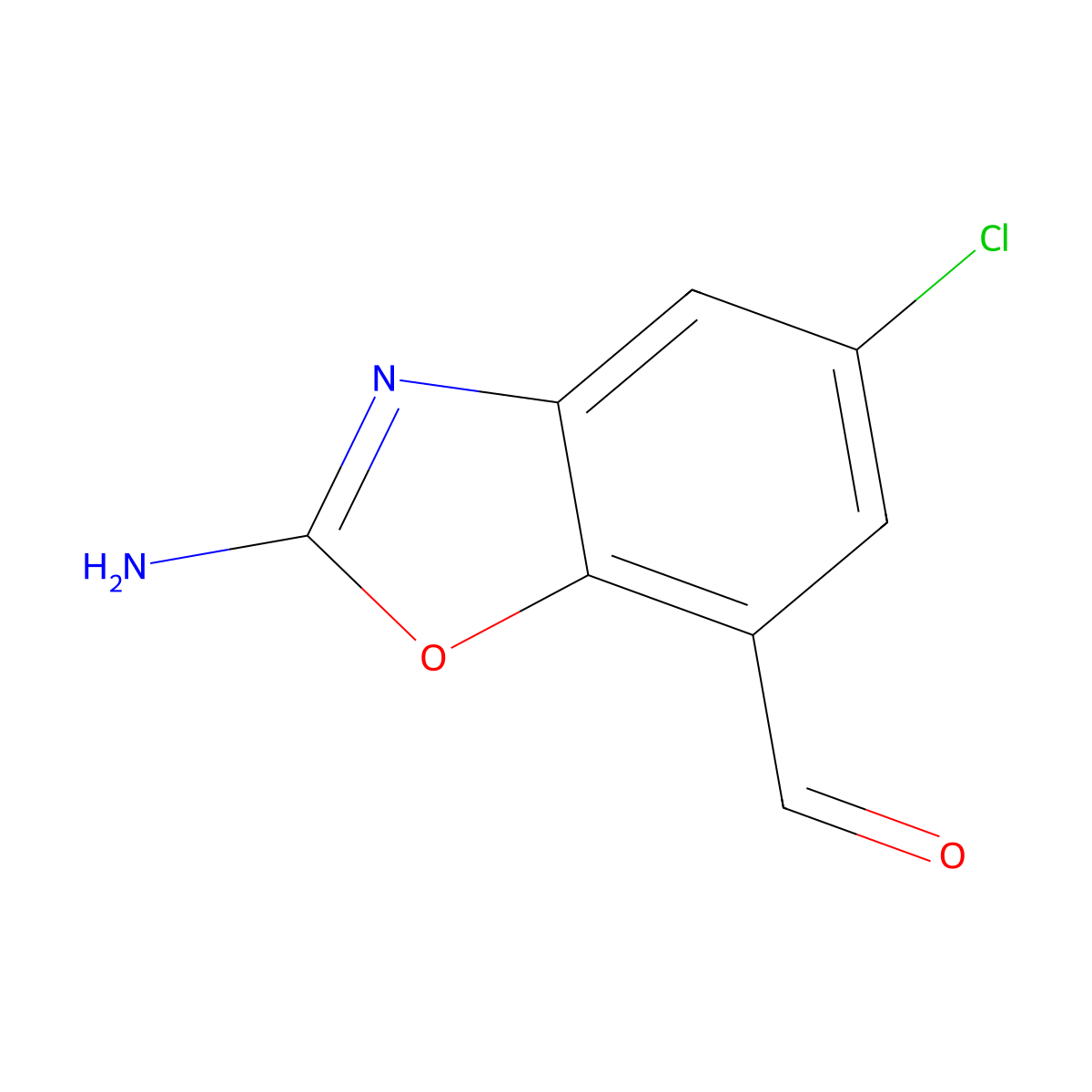 2-Amino-5-chloro-1,3-benzoxazole-7-carbaldehyde molecular structure, CAS 1820710-78-8