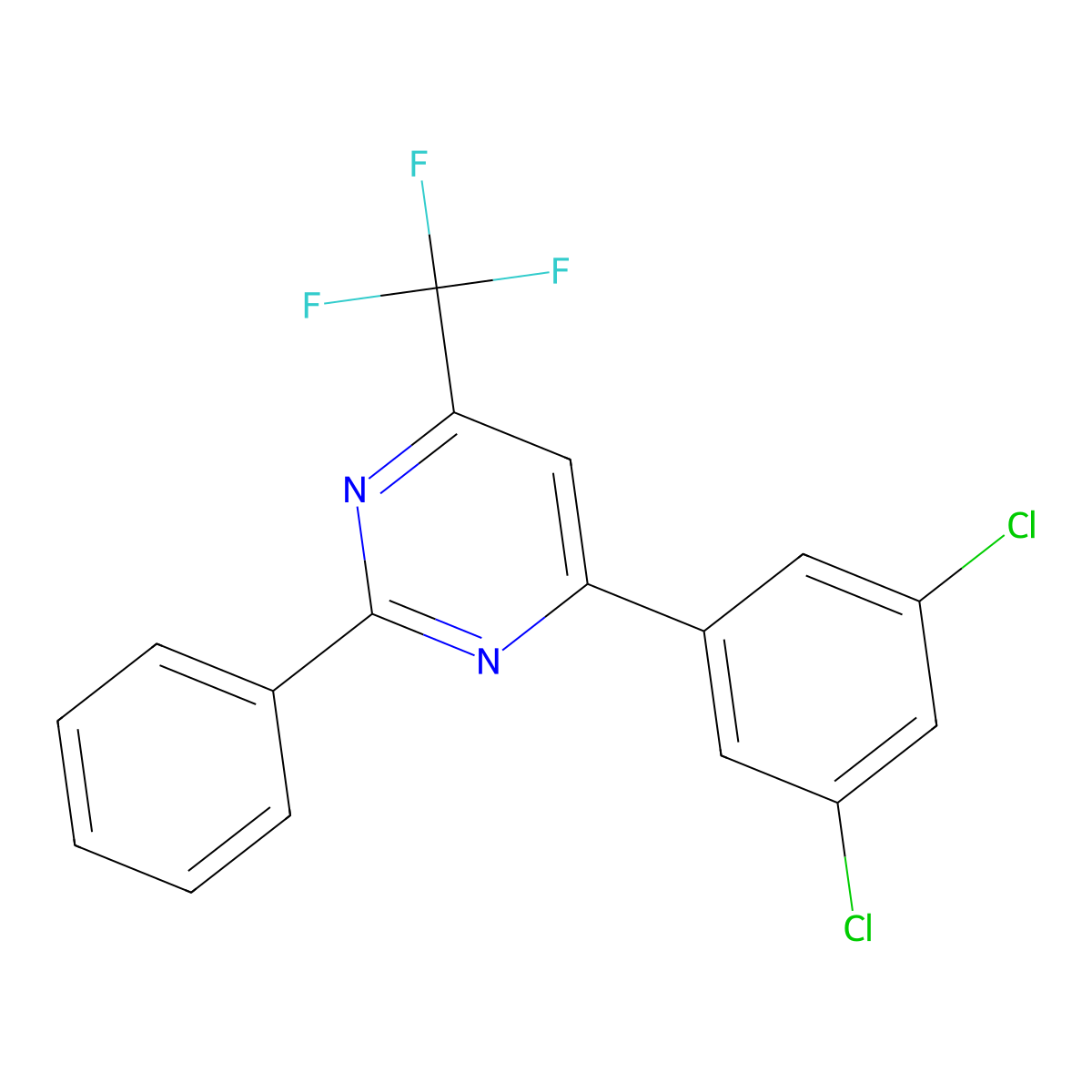 6-(3,5-Dichlorophenyl)-2-phenyl-4-(trifluoromethyl)pyrimidine molecular structure, CAS 1820711-06-5