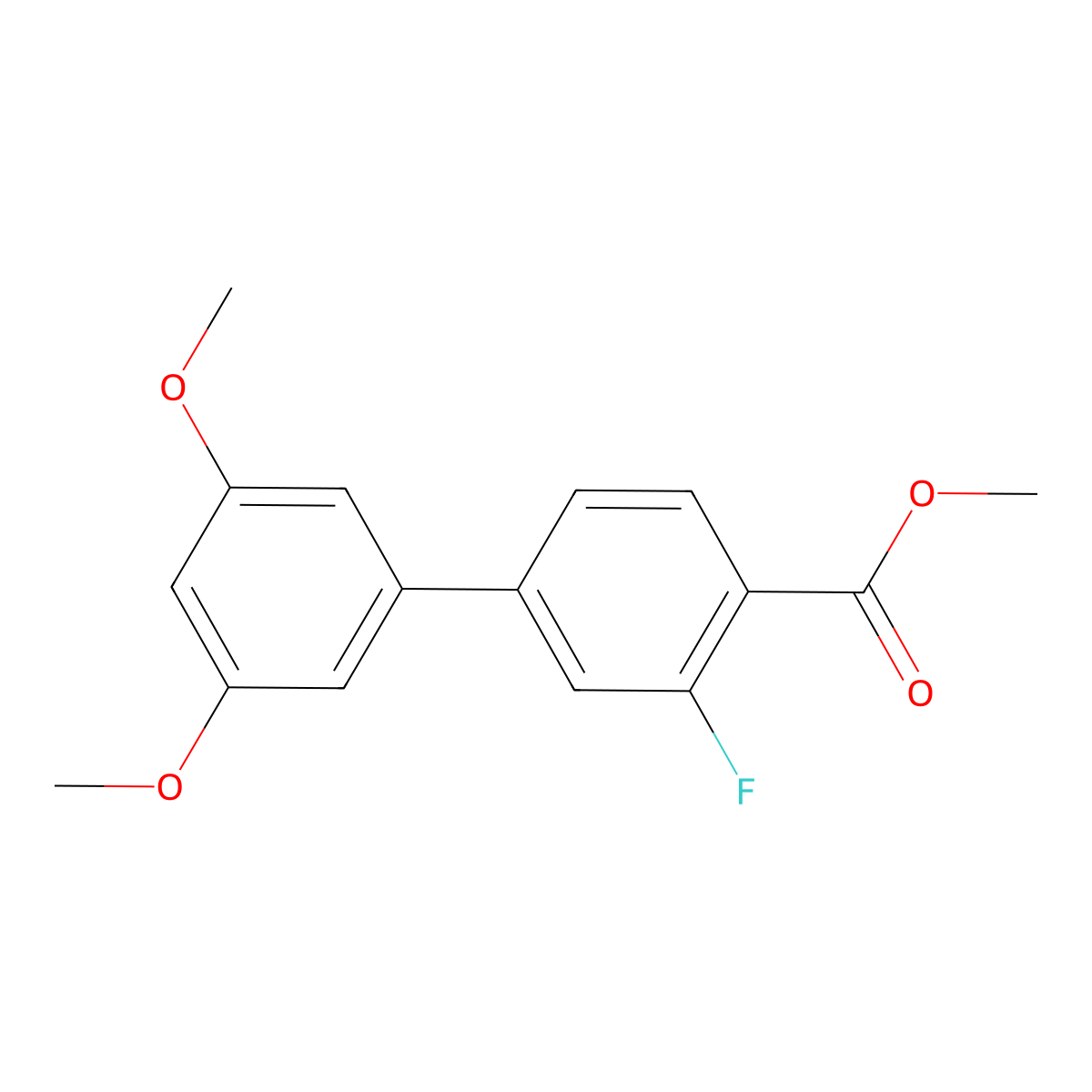 Methyl 4-(3,5-dimethoxyphenyl)-2-fluorobenzoate molecular structure, CAS 1820711-12-3