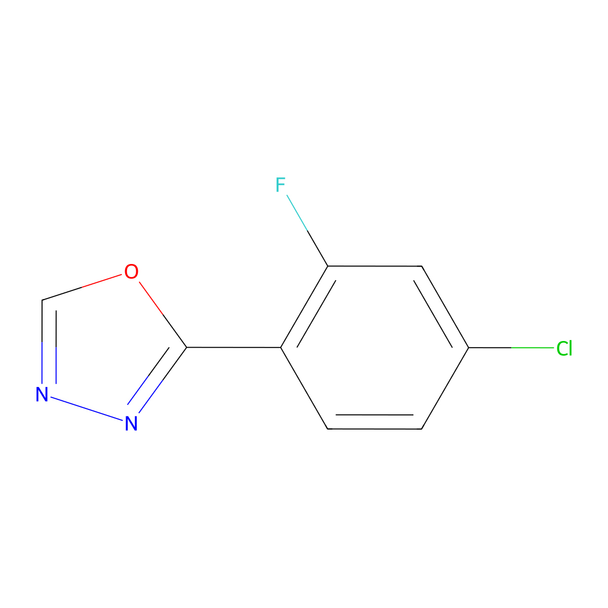 2-(4-Chloro-2-fluorophenyl)-1,3,4-oxadiazole molecular structure, CAS 1820711-18-9