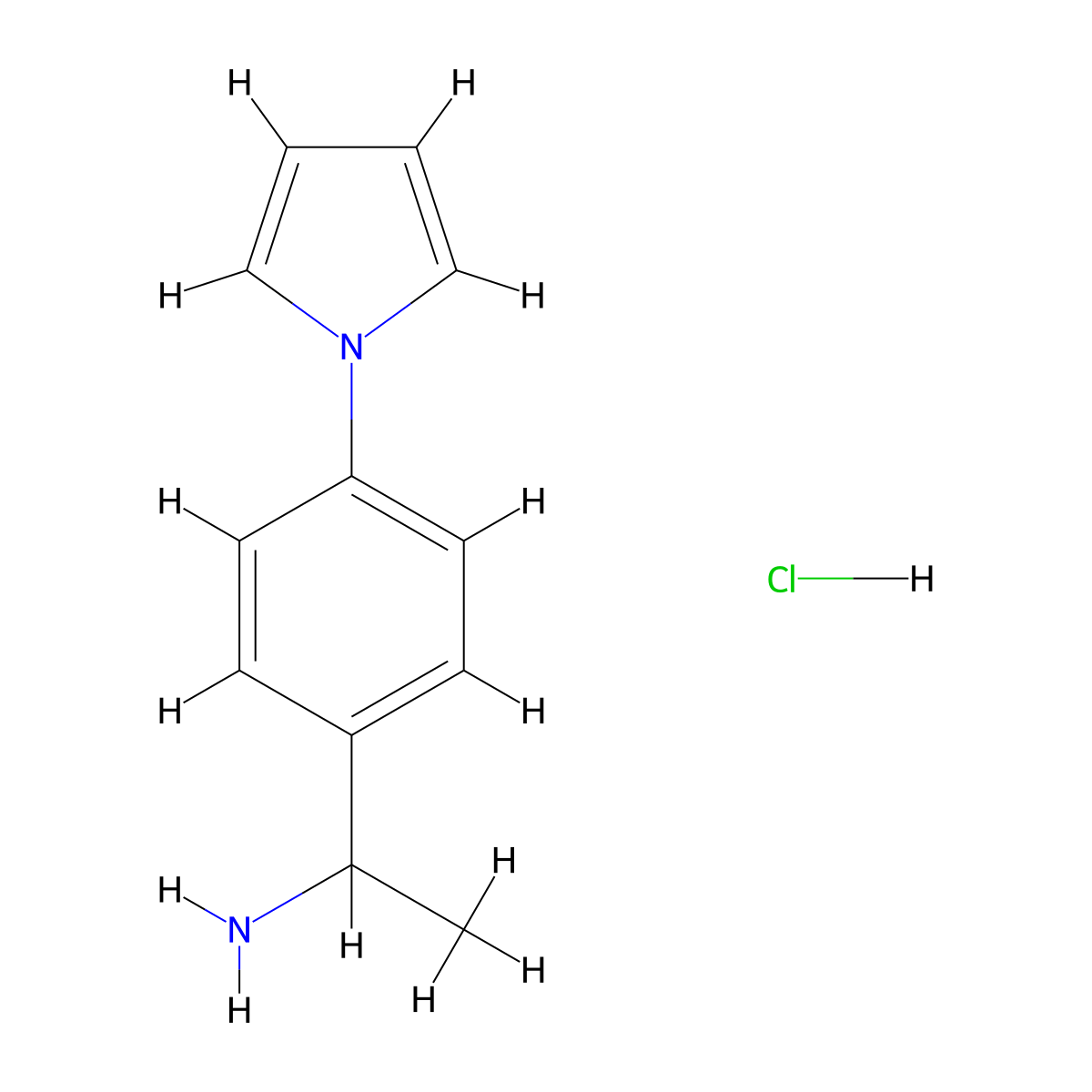 1-[4-(1H-pyrrol-1-yl)phenyl]ethan-1-amine hydrochloride molecular structure, CAS 1820711-37-2