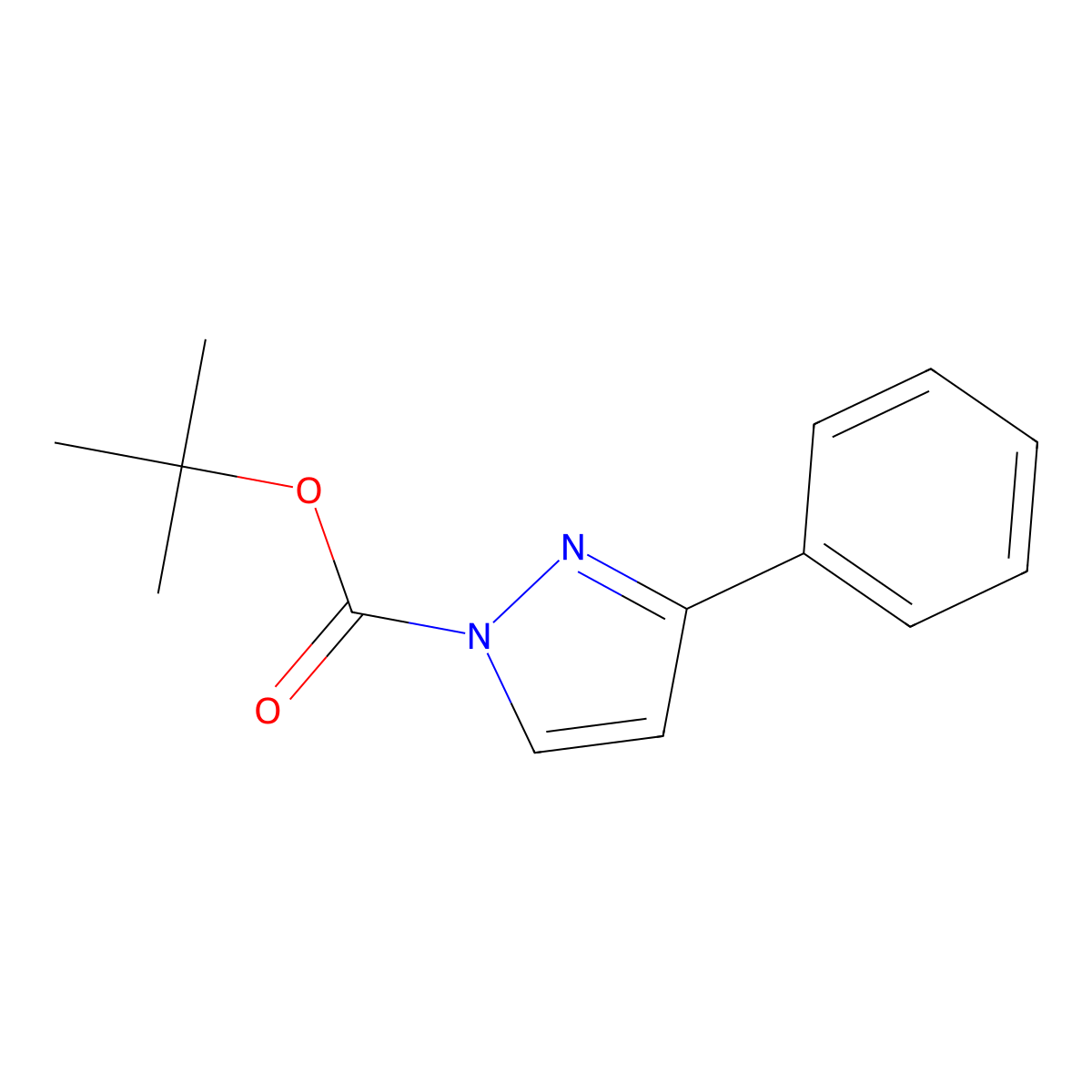 Tert-butyl 3-phenylpyrazole-1-carboxylate molecular structure, CAS 1820711-47-4